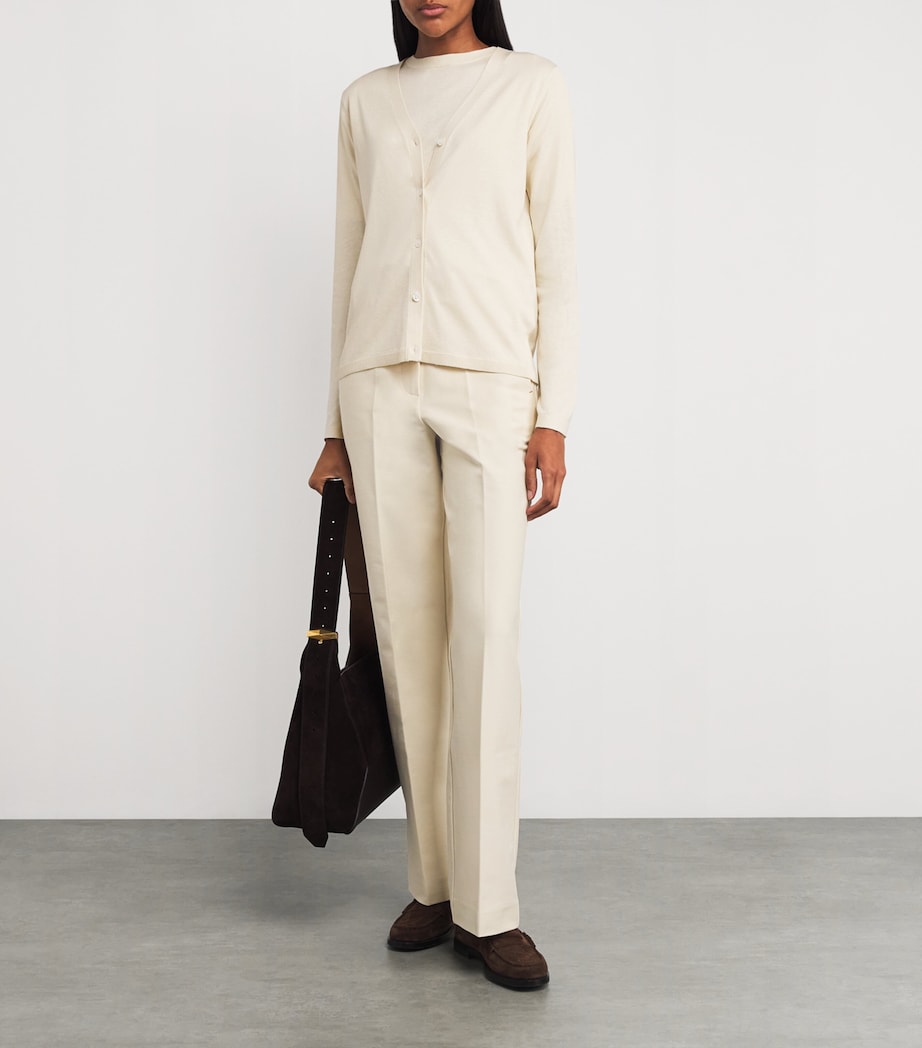 Silk-Cotton Efedra Cardigan IVORY Image 2