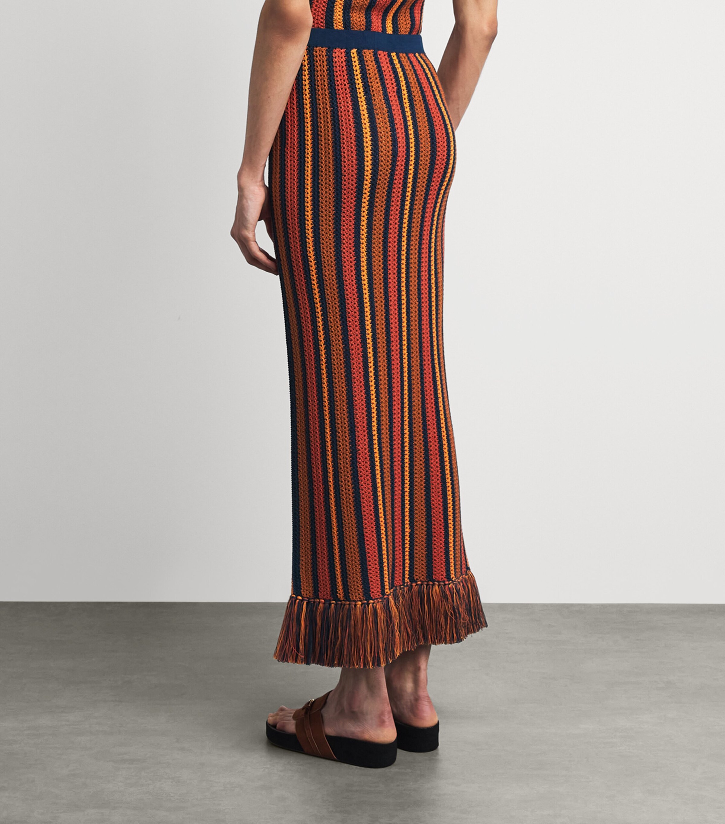 ESCVDO Womens Fringe Misti Maxi Skirt Sunset Image 5