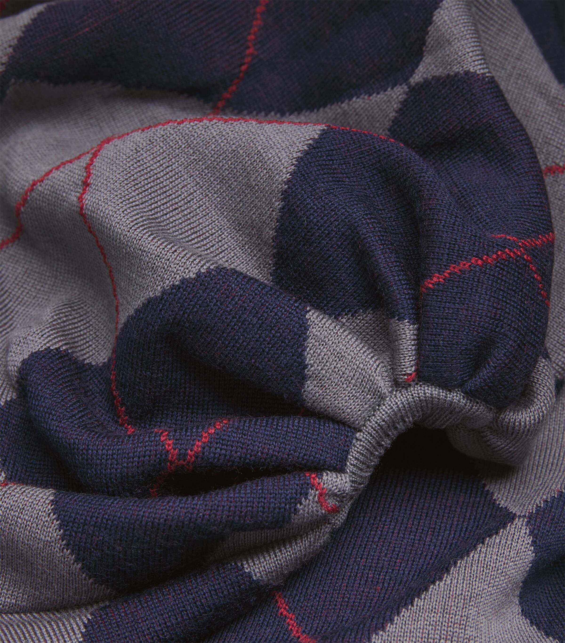 A.W.A.K.E. Mode Womens Merino Wool Argyle Sweater Navy / Grey Image 5