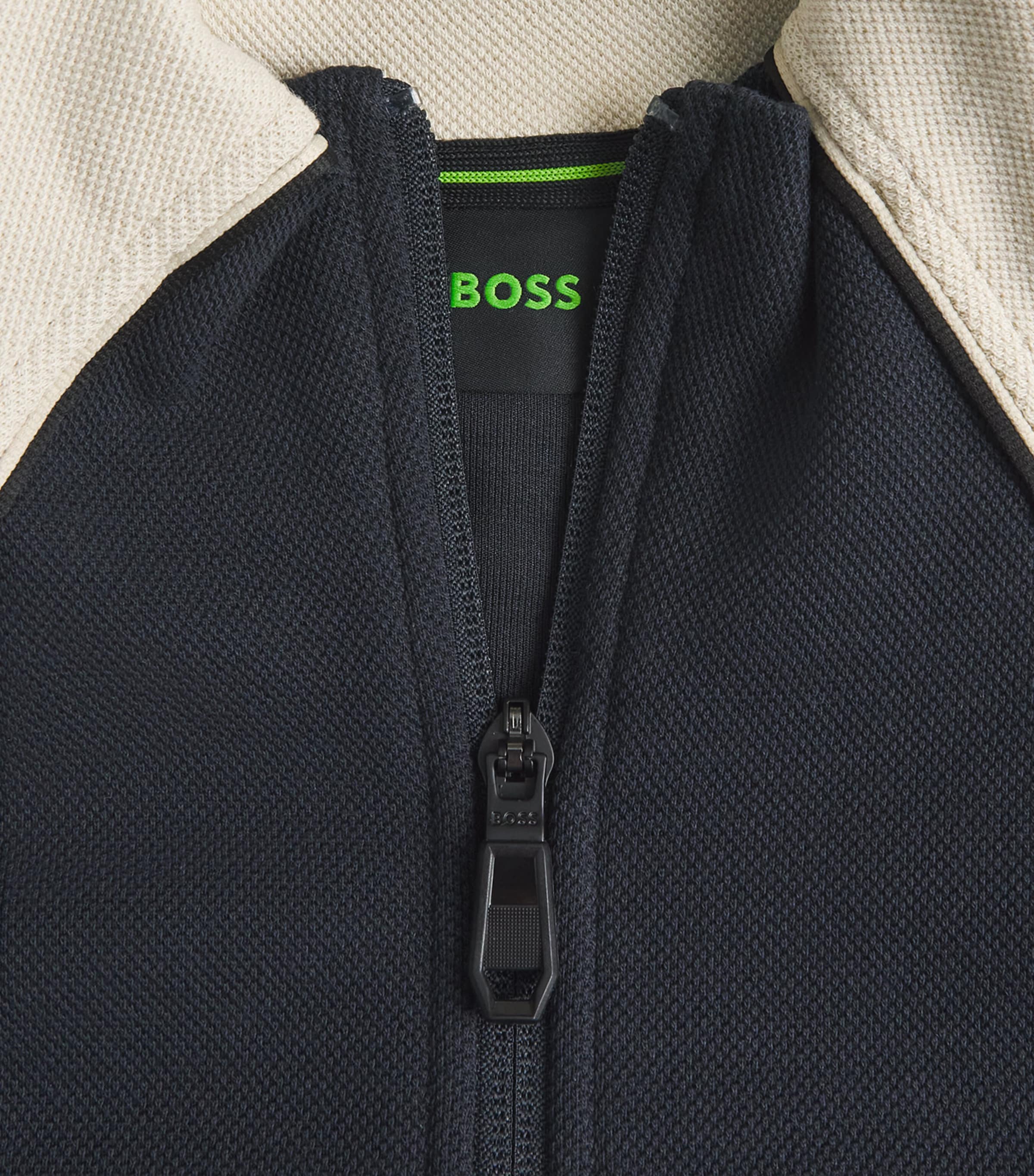 BOSS Mens Cotton-Blend Zip-Up Sweatshirt Dark Image 2