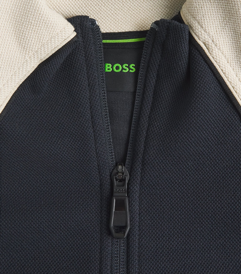 BOSS Mens Cotton-Blend Zip-Up Sweatshirt Dark Image 2