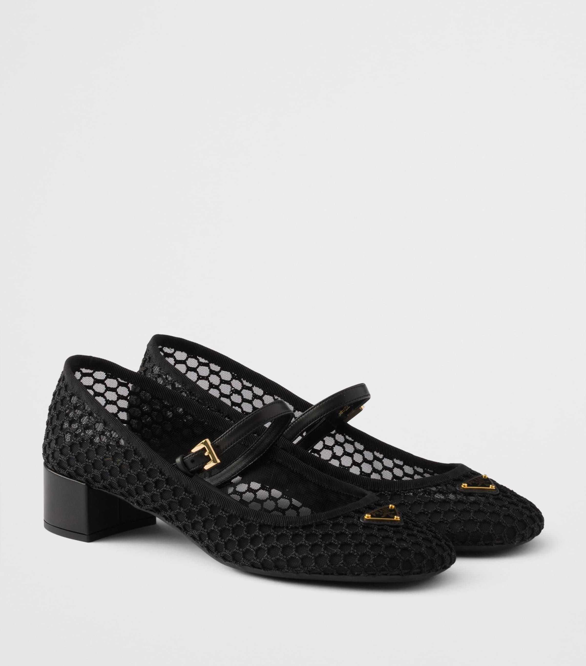 Prada Mesh Open-Work Mary Janes 35 Black Image 2