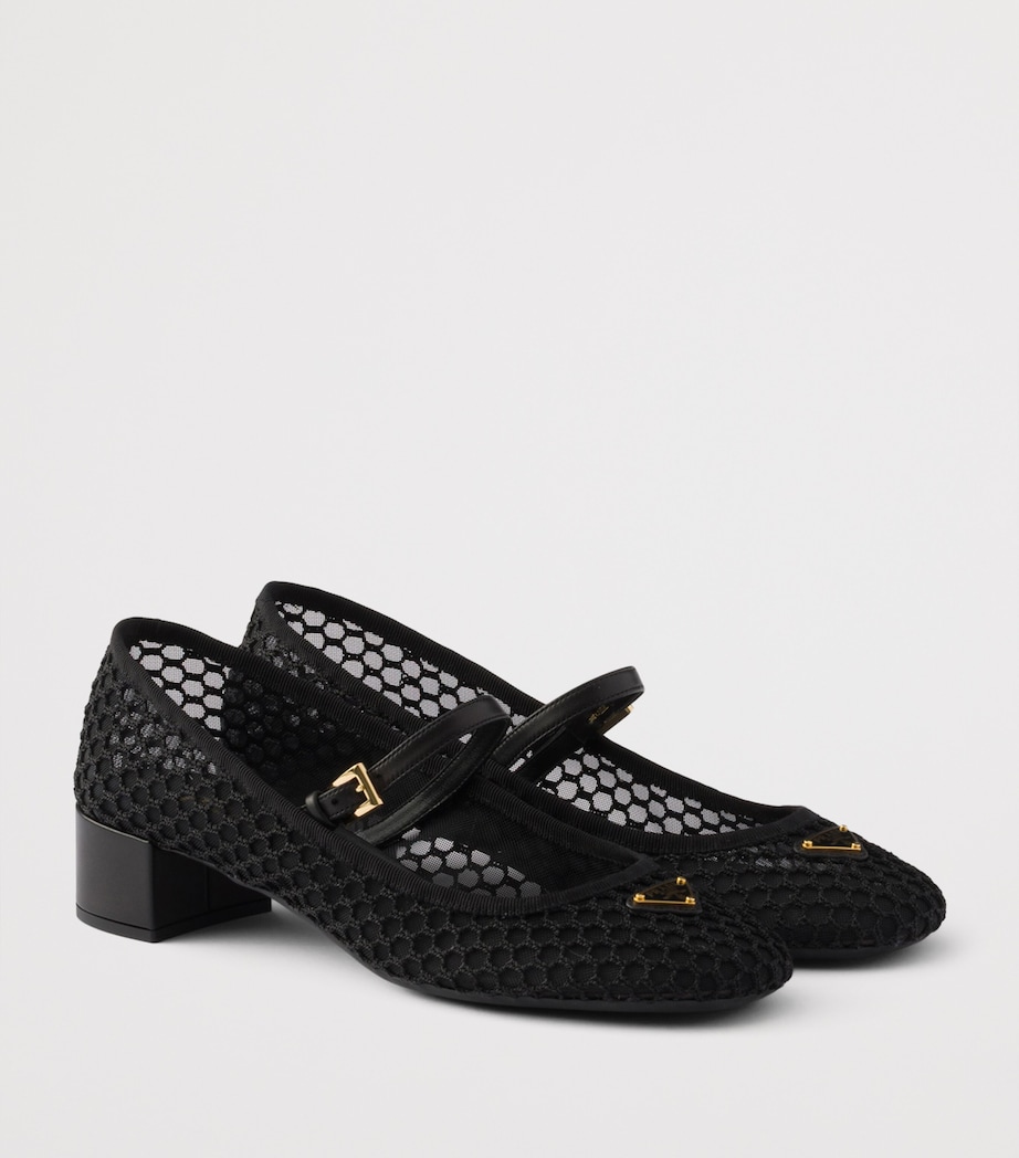 Prada Mesh Open-Work Mary Janes 35 Black Image 2