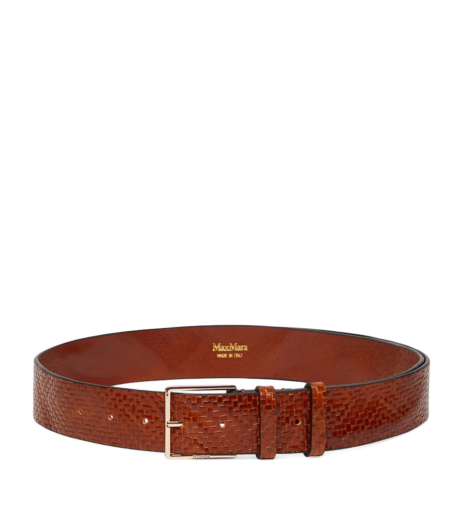 Max Mara Leather Woven Belt Tobacco Image 1