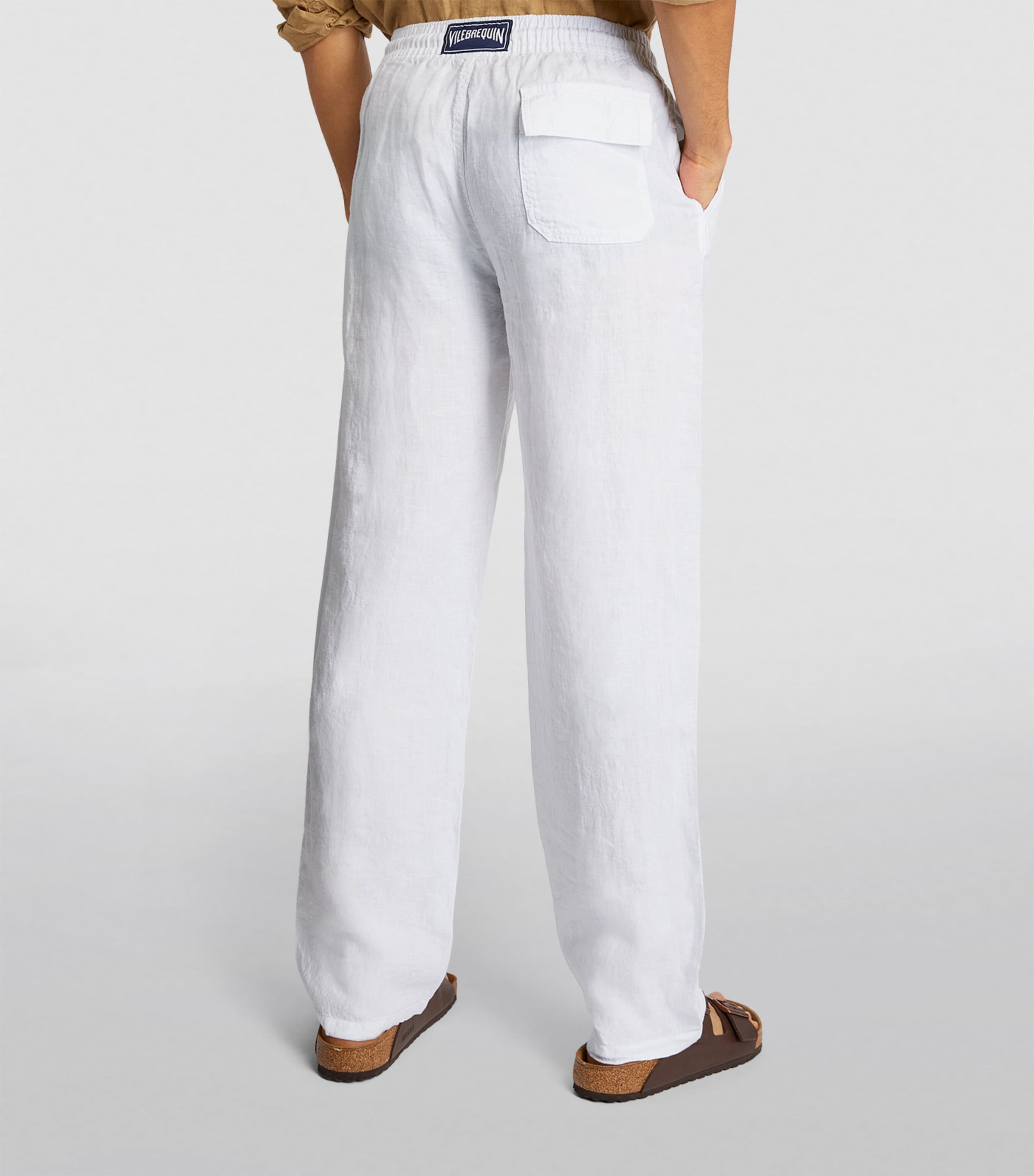 Linen Drawstring Trousers 010 WHITE Image 7