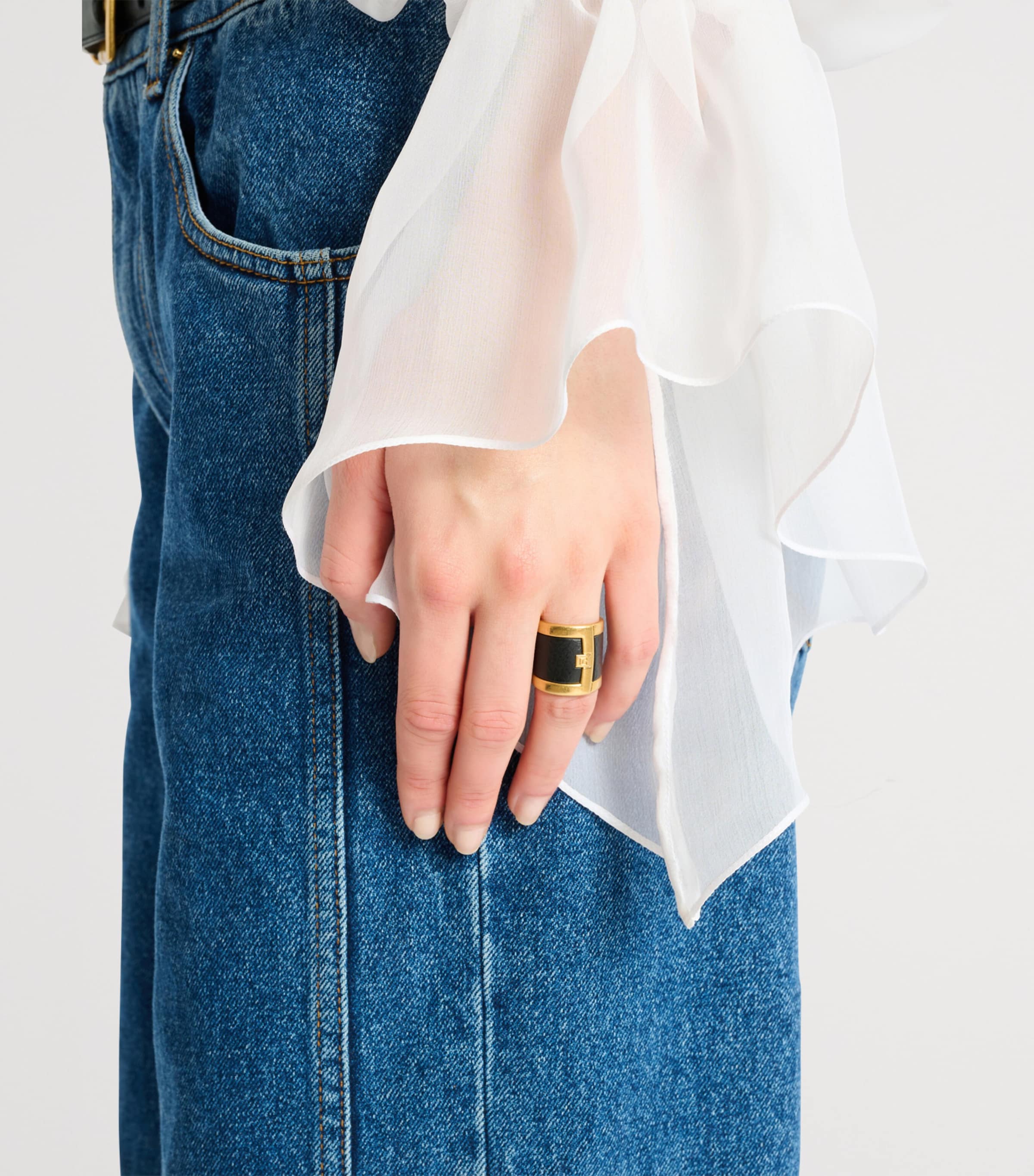 Balmain Gold-Tone Anthem Ring Oro/noir Image 2