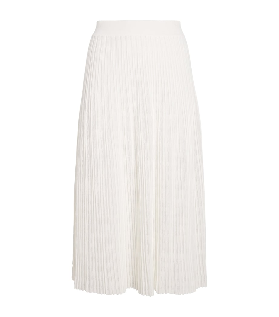 VALENTI Womens Organic Cotton-Blend Pleated Midi Skirt White Image 1