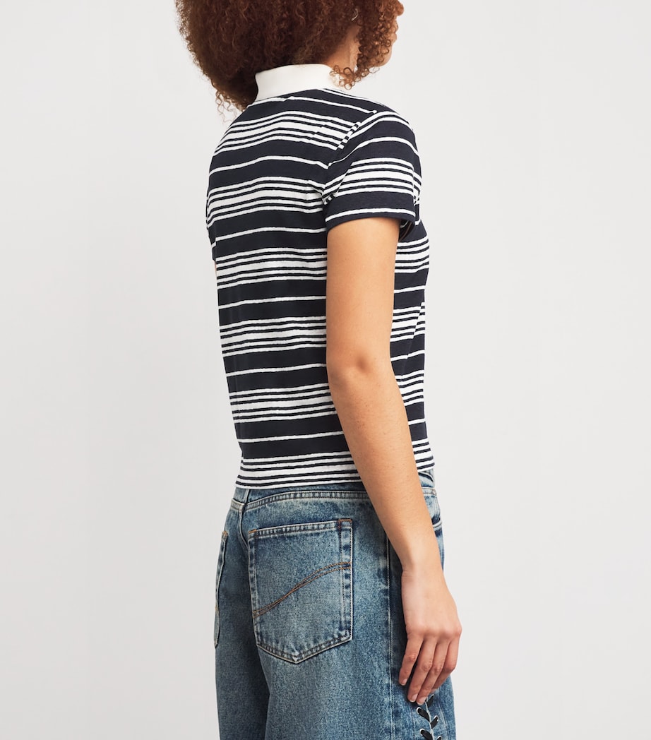 Linen-Blend Stripe Polo Shirt NAMU NAVY MULTI Image 4