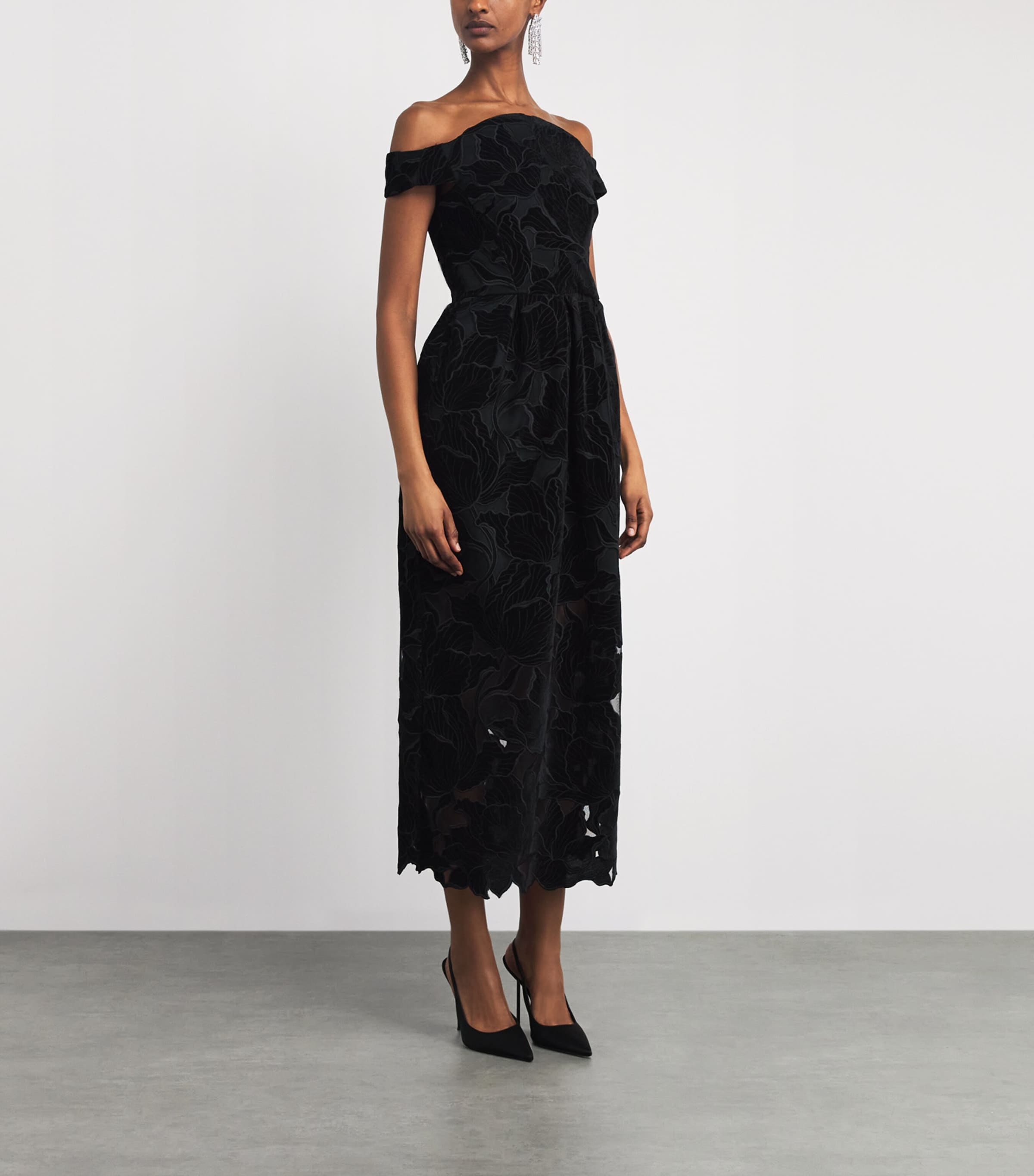 Erdem Womens Velvet Off-The-Shoulder Cocktail Dress Black Image 2