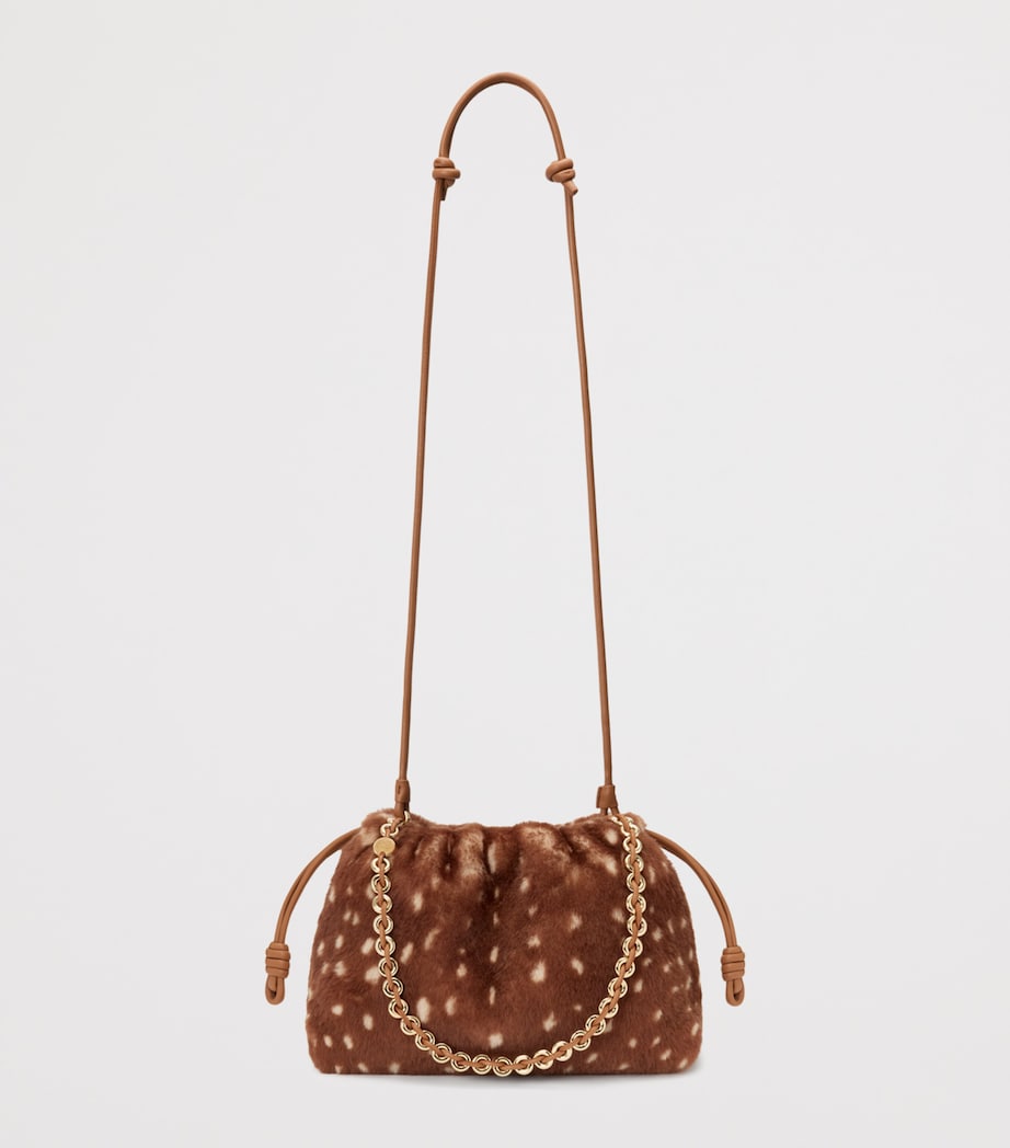 Medium Shearling Flamenco Shoulder Bag BROWN/WHITE Image 9