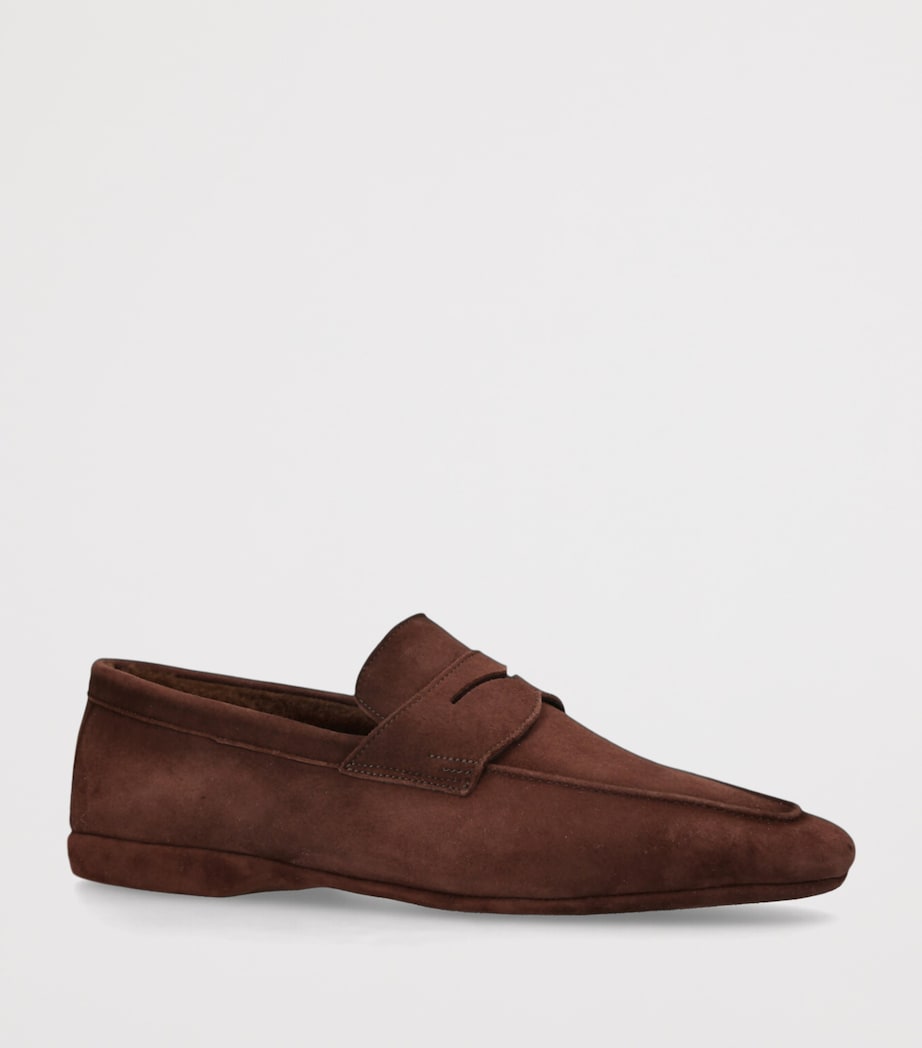 Suede Fur-Trim Carlos Loafers BROWN Image 3