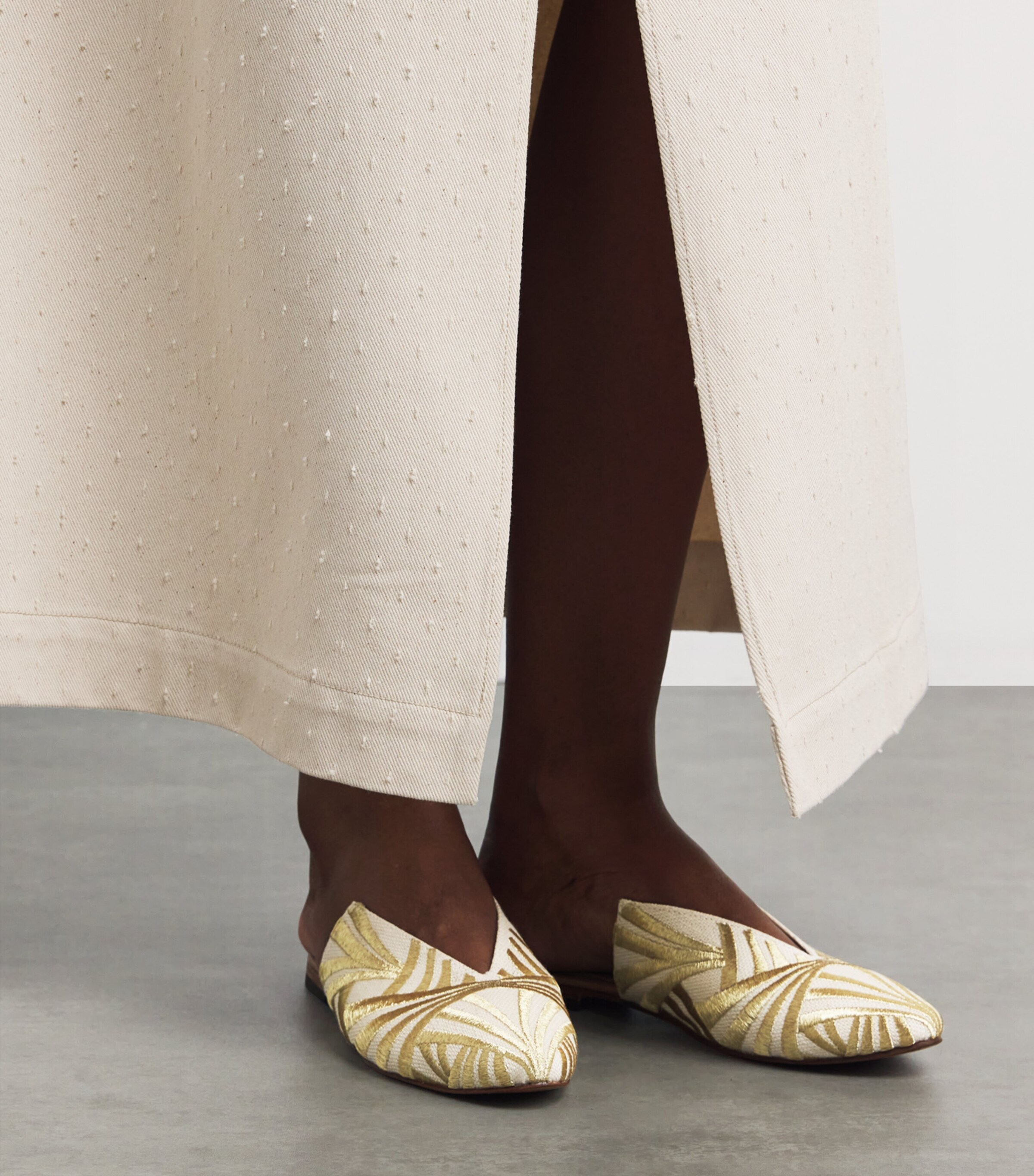 Linen Mules BEIGE/GOLD Image 6