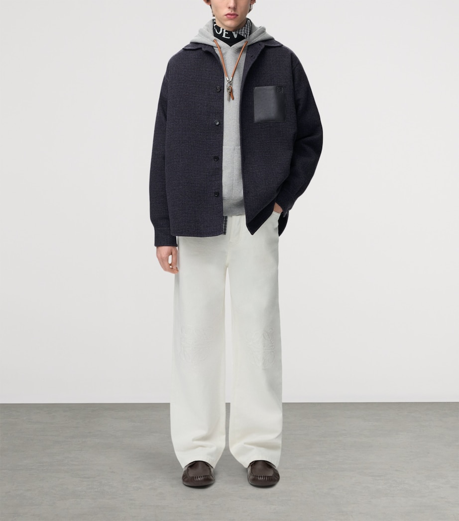 LOEWE Mens Pocket Anagram Overshirt Dark Navy Blue Image 2