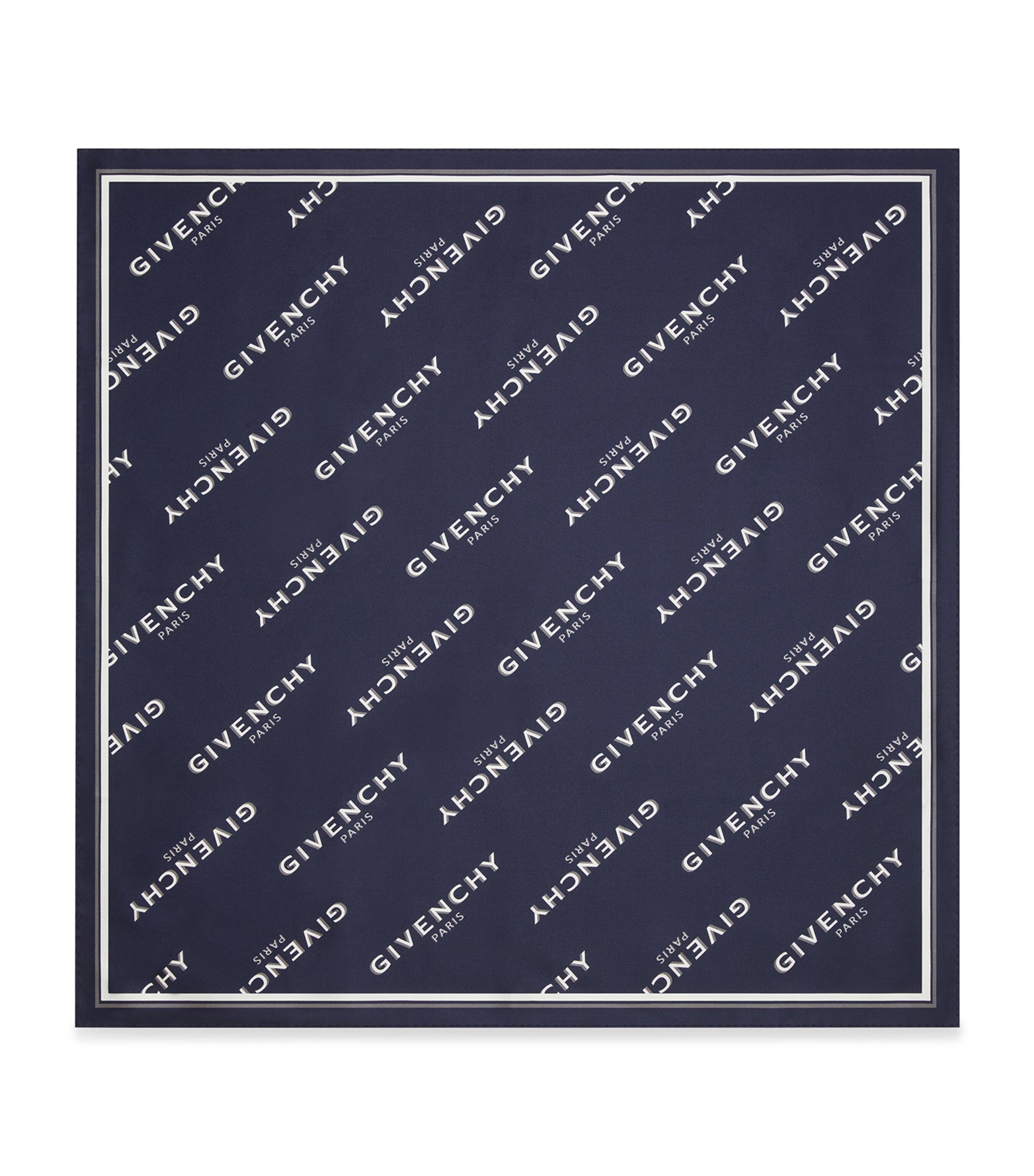 Silk Logo Pocket Square NAVY Image 1