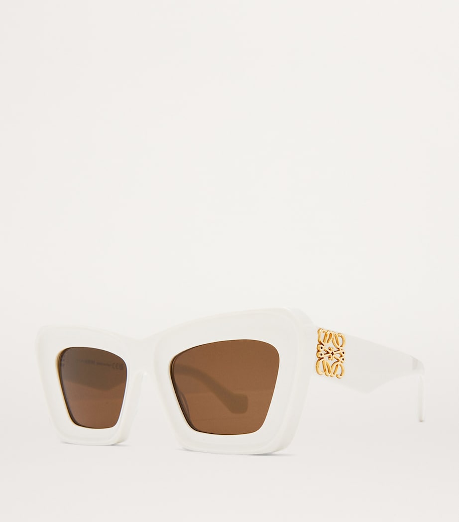 Bevelled Cat Eye Sunglasses WHITE/IVORY Image 3