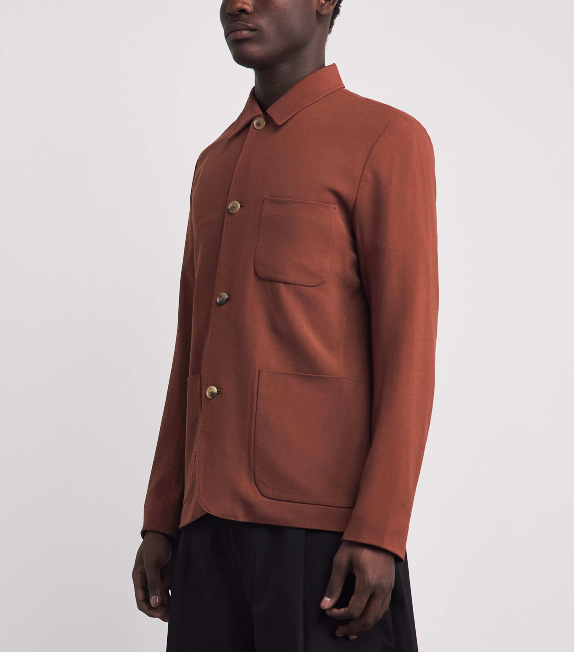 Paul Smith Mens Wool Overshirt Red Image 4