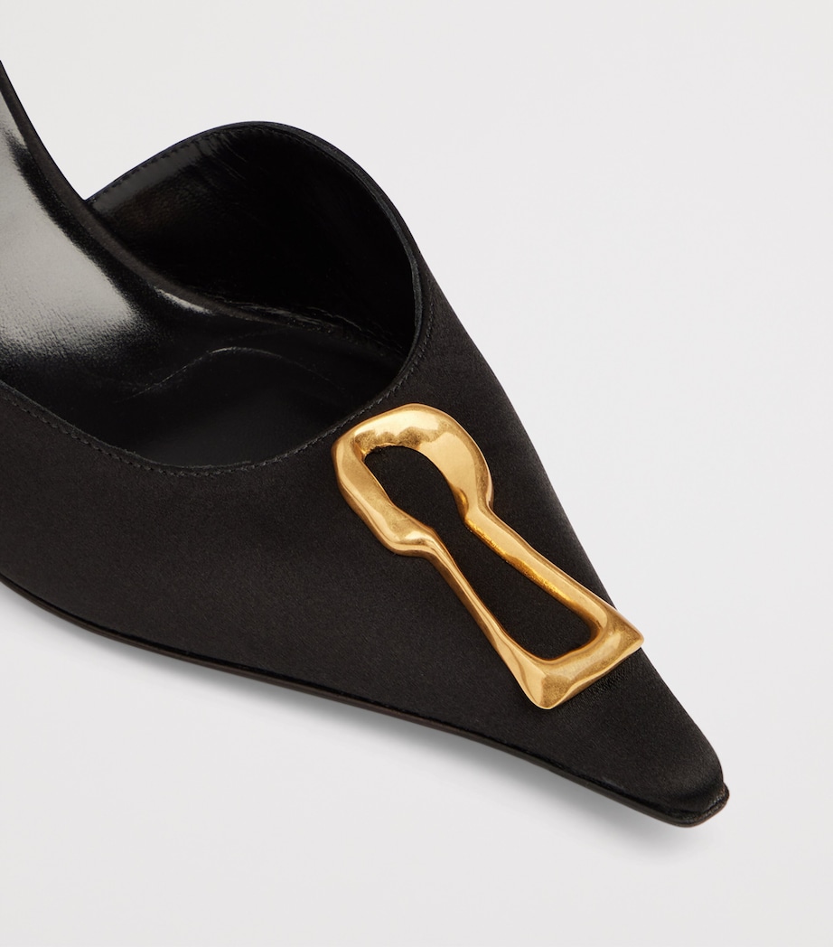 Schiaparelli Satin Keyhole Slingback Heels 65 Black Image 4