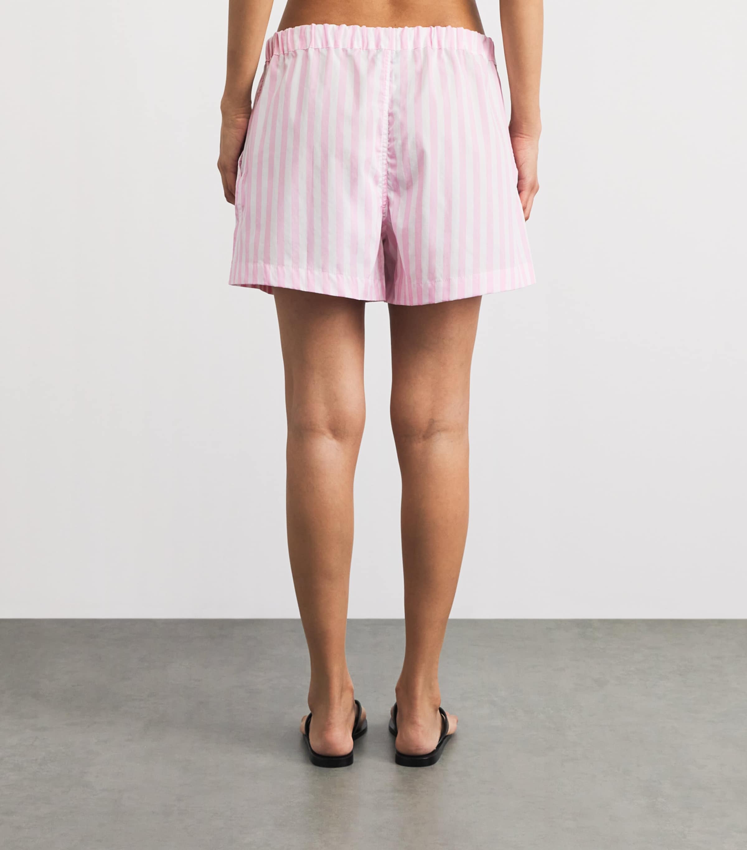 Hunza G Womens Cotton Stripe Cabana Shorts Pink Image 5