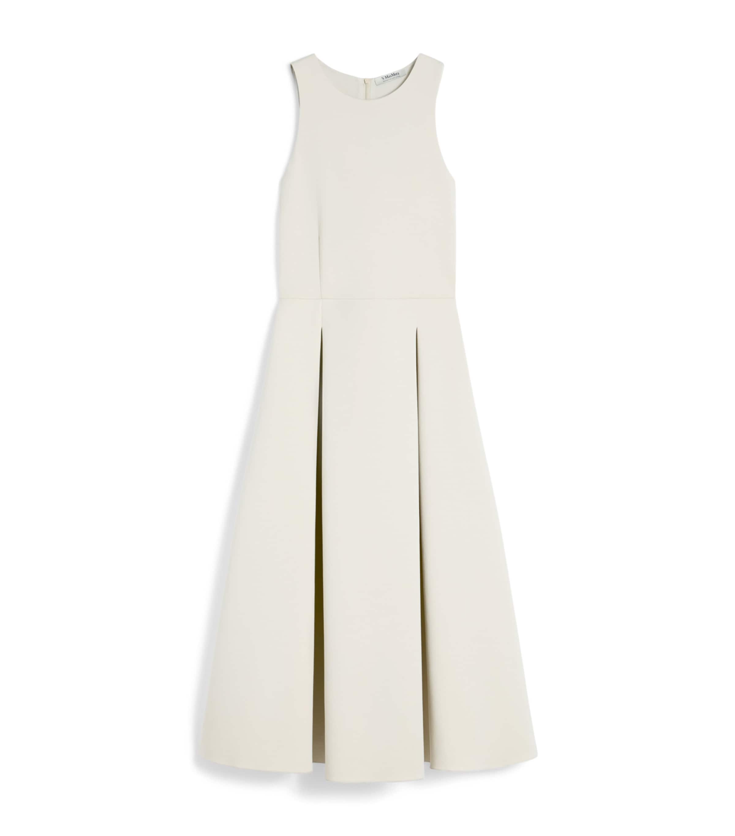 Max Mara Womens Cotton-Blend Pleated Midi Dress Beige Image 1