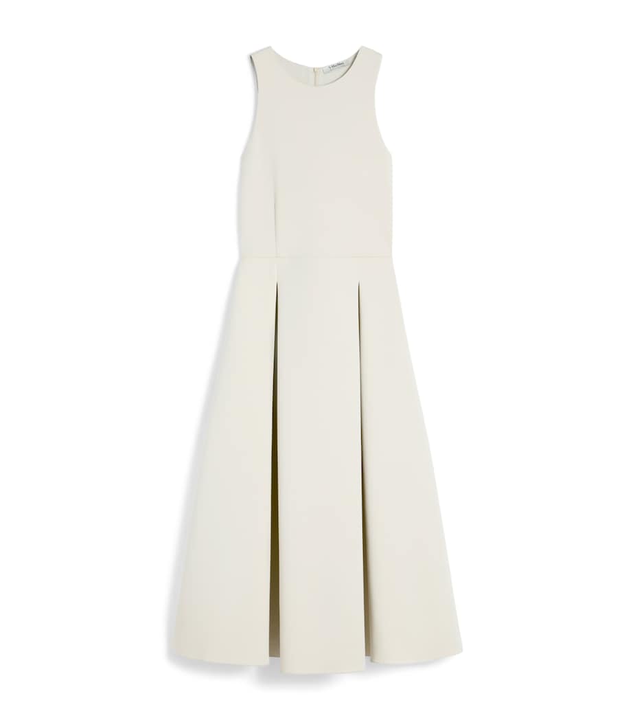 Max Mara Womens Cotton-Blend Pleated Midi Dress Beige Image 1