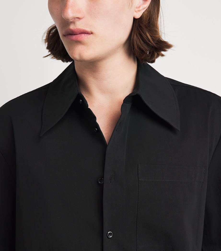 Séfr Mens Cotton Waylon Short-Sleeve Shirt Black Fine Poplin Image 3