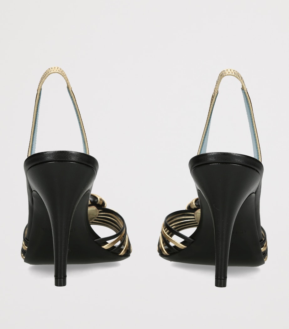 Valentino Garavani Metallic Leather Royal Slingback Heels 85 Blk/other Image 2