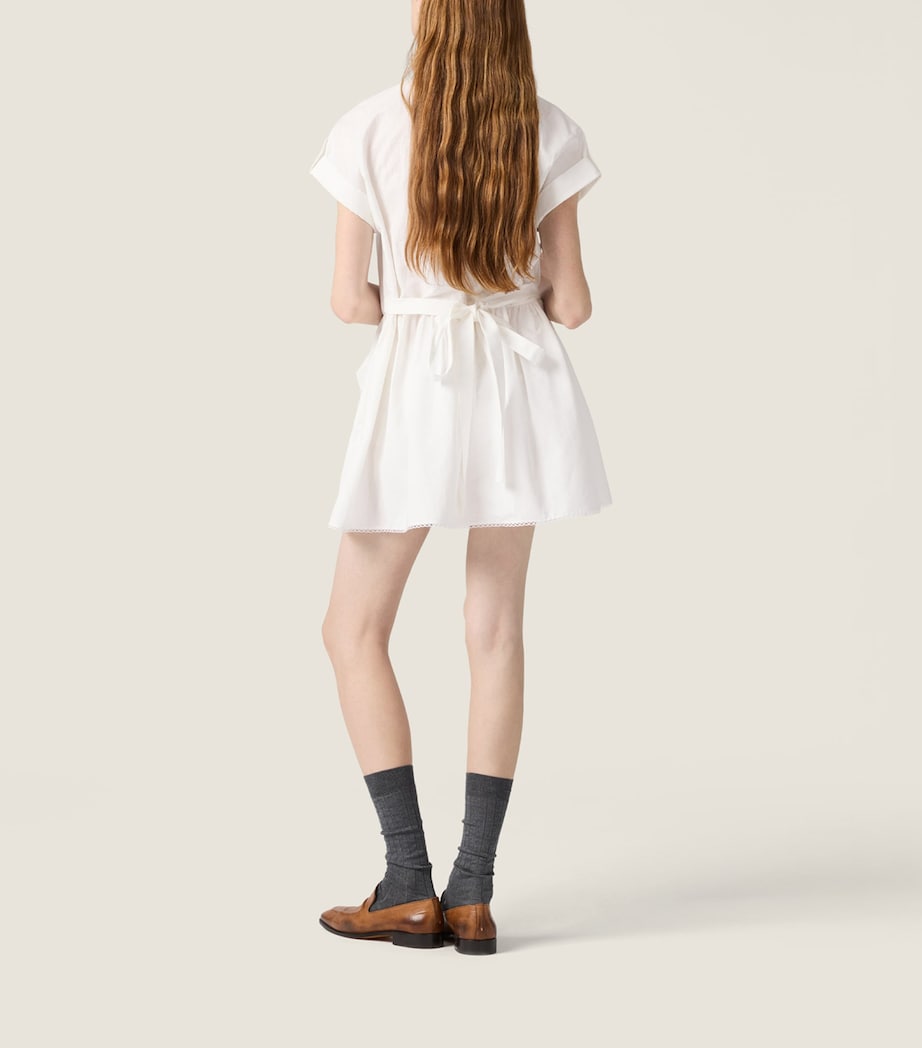 Miu Miu Womens Cotton-Linen Mini Dress White Image 3
