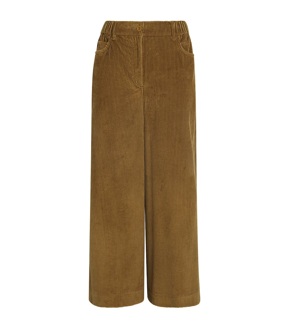 Corduroy Wide-Leg Trousers OLIVE GREEN Image 1