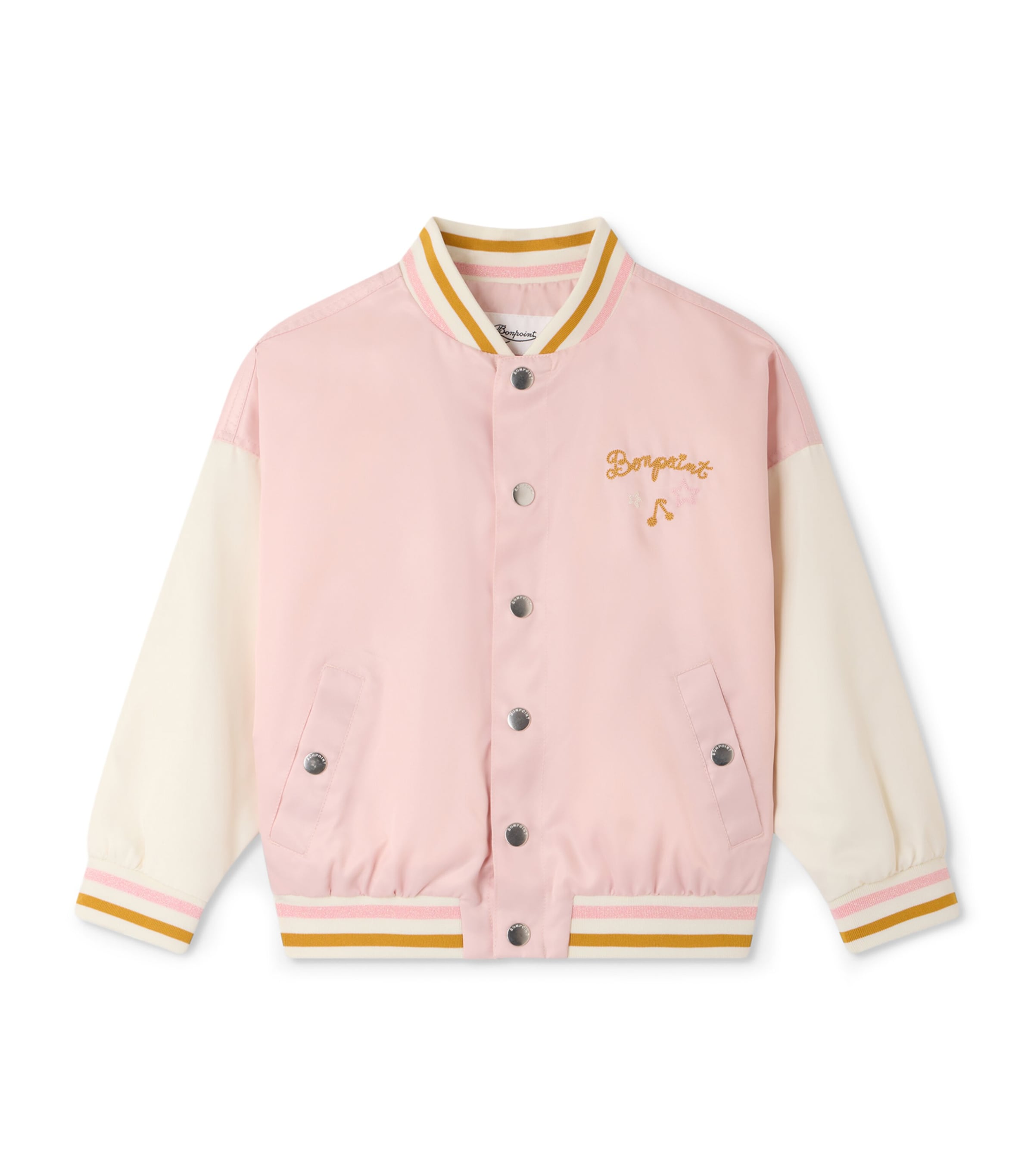 Bonpoint Cotton Bomber Jacket (4-8 Years) Rose Clair Chine Image 1