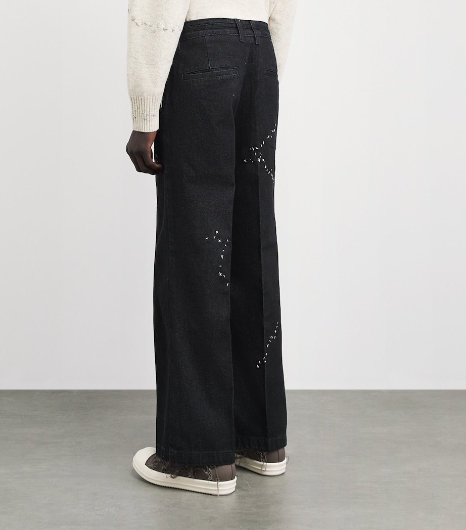 DOMREBEL Mens Denim Pleated Lazy Trousers Faded Black Image 5