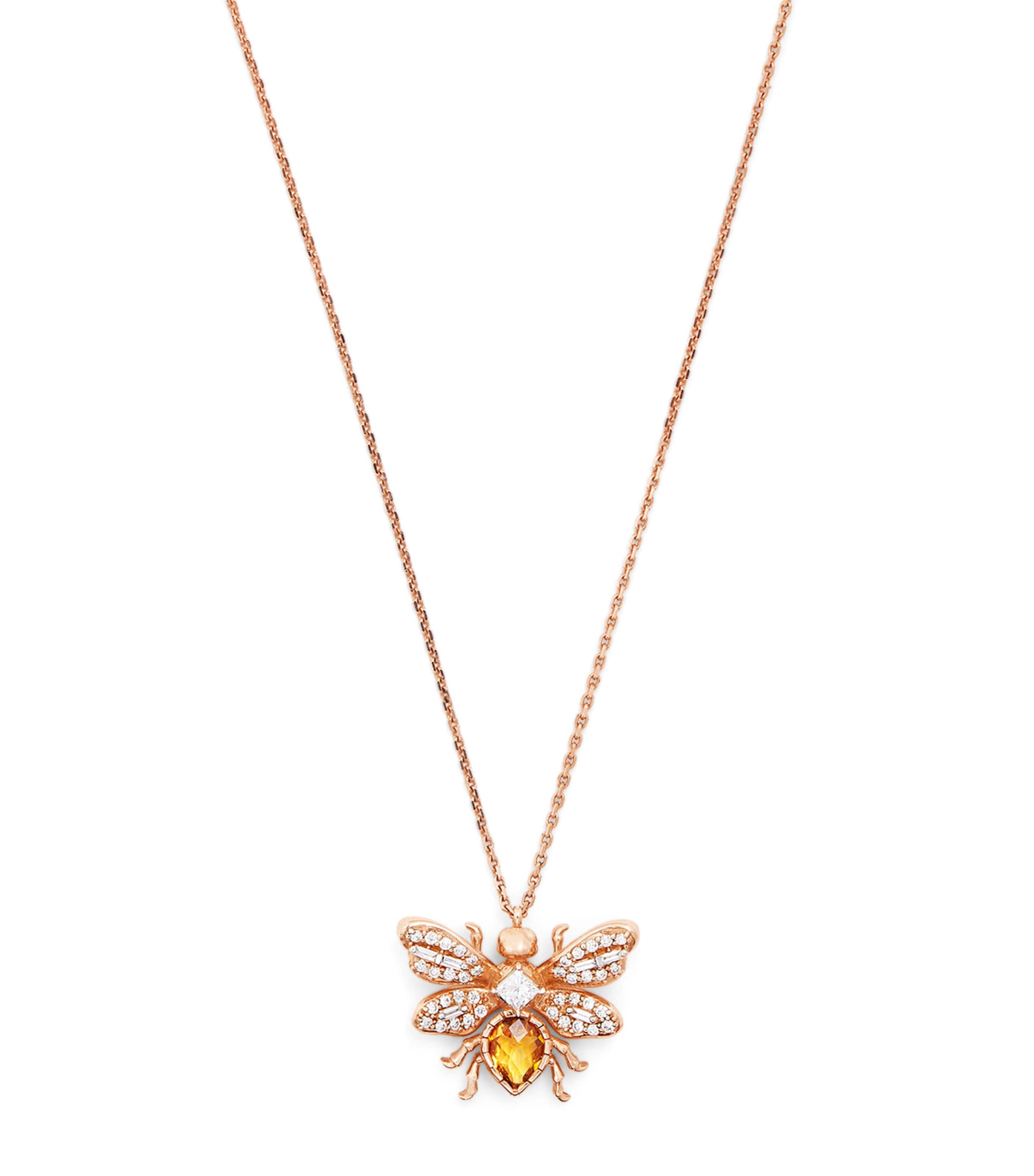 Rose Gold, Diamond and Citrine Queen Bee Bon Bon Necklace ROSE GOLD Image 1