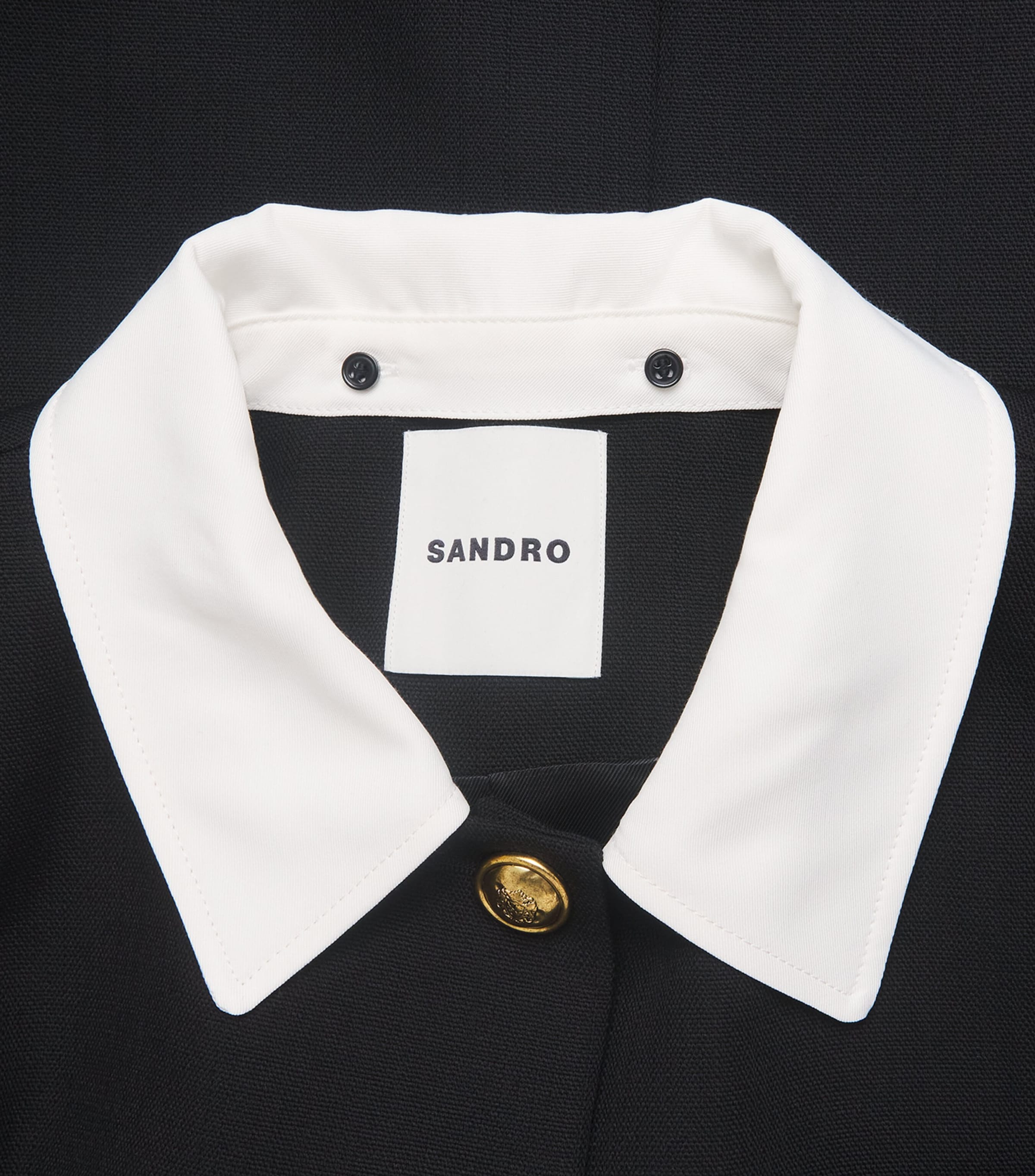 Sandro Paris Womens Wool Contrast Collar Blazer Black Image 6