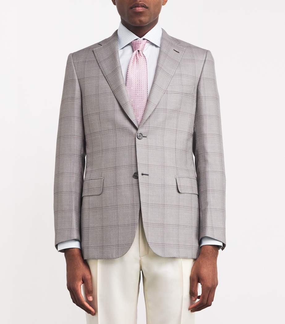 Brioni Mens Wool-Blend Check Blazer Image 3