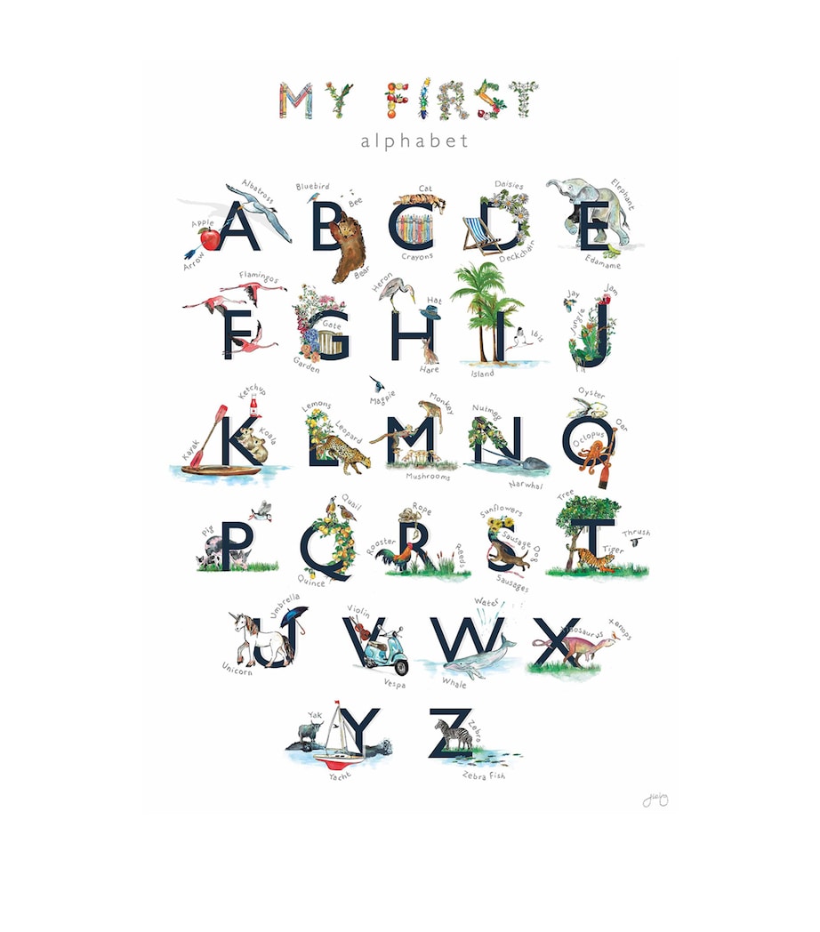 My First Alphabet Nursery A3 Art Print NAVY Image 1