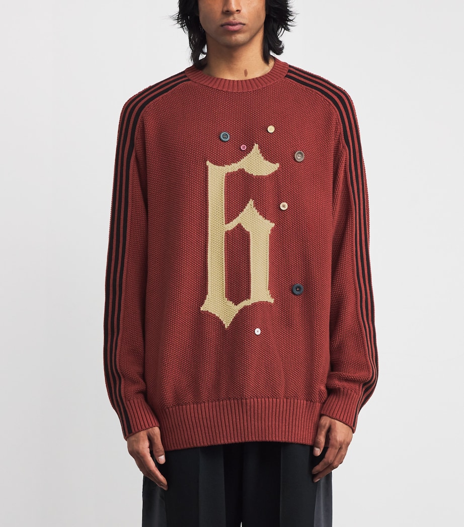 Originals x Song for the Mute Cotton Knit Button Sweater RED Image 3