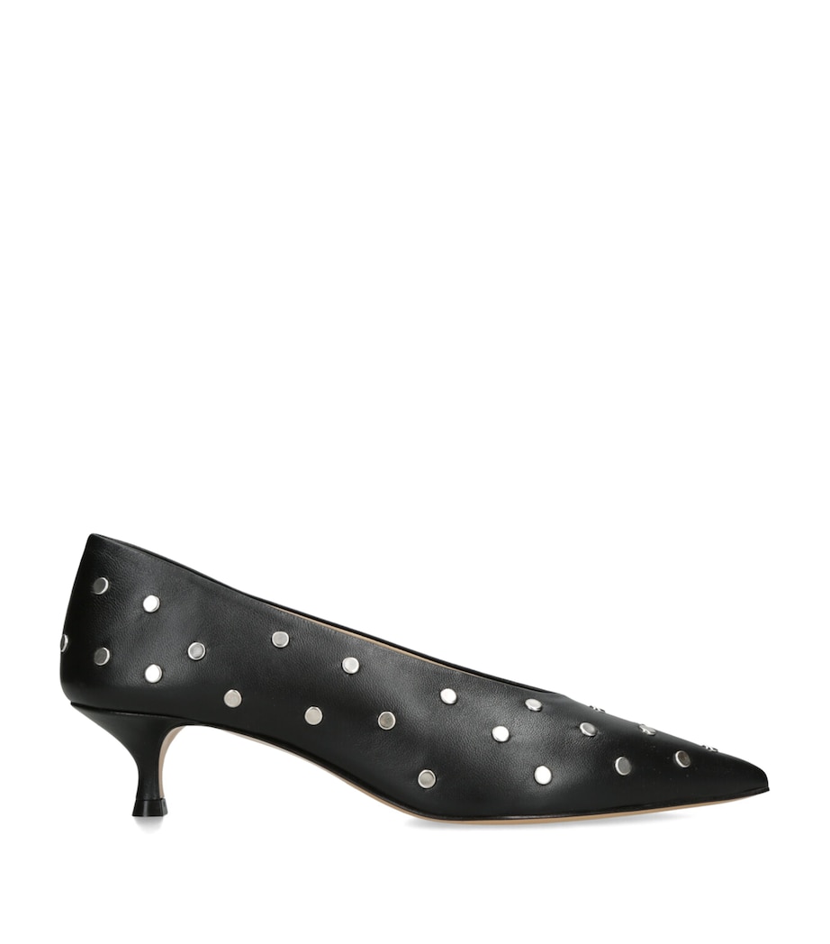 Leather Studded Babouche Pumps 35 BLACK Image 1