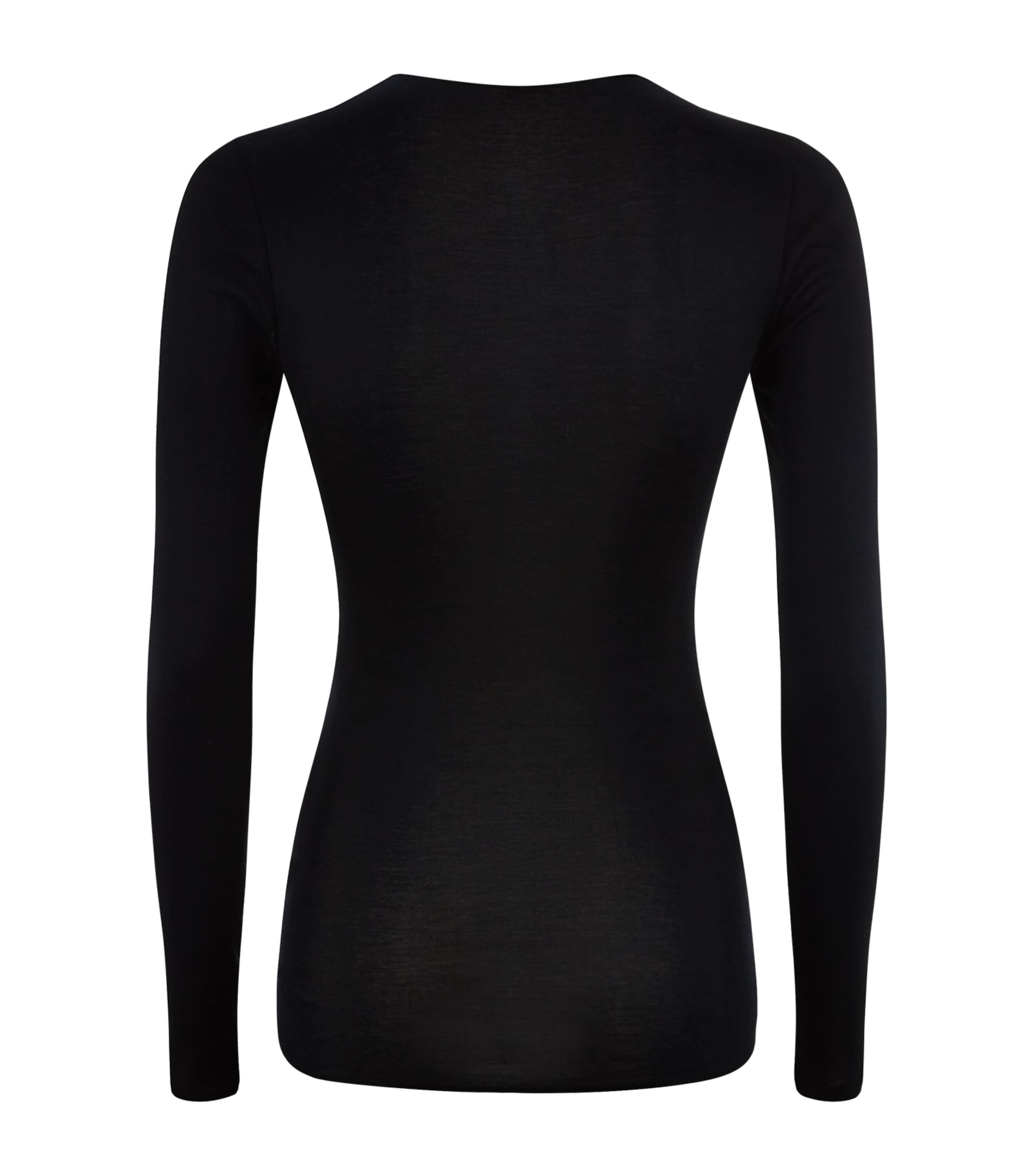Cotton Seamless Long-Sleeved Top BLACK Image 3