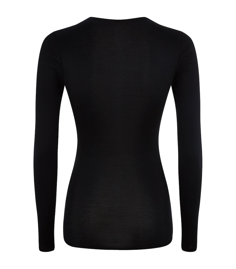 Cotton Seamless Long-Sleeved Top BLACK Image 3
