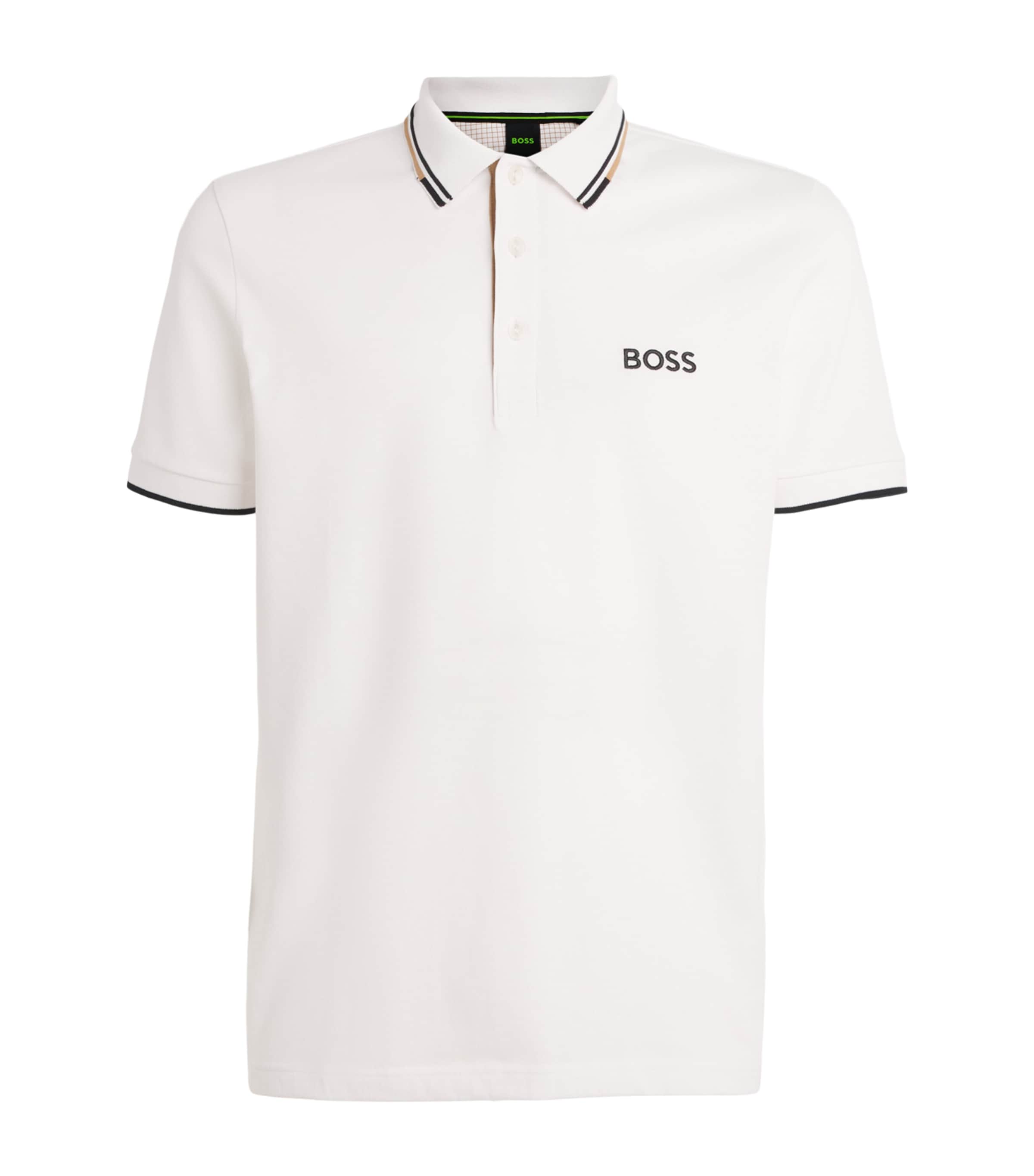 BOSS Mens Cotton-Blend Paddy Polo Shirt Natural Image 1