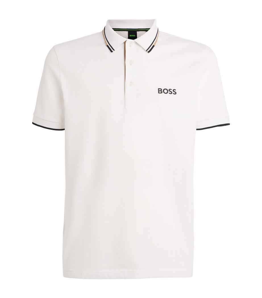 BOSS Mens Cotton-Blend Paddy Polo Shirt Natural Image 1