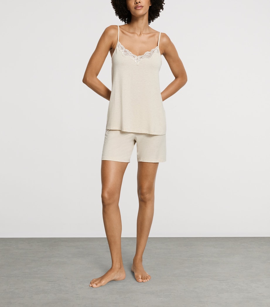 Hanro Womens Natural Elegance Short Pyjama Set Summer Sand Melange Image 4