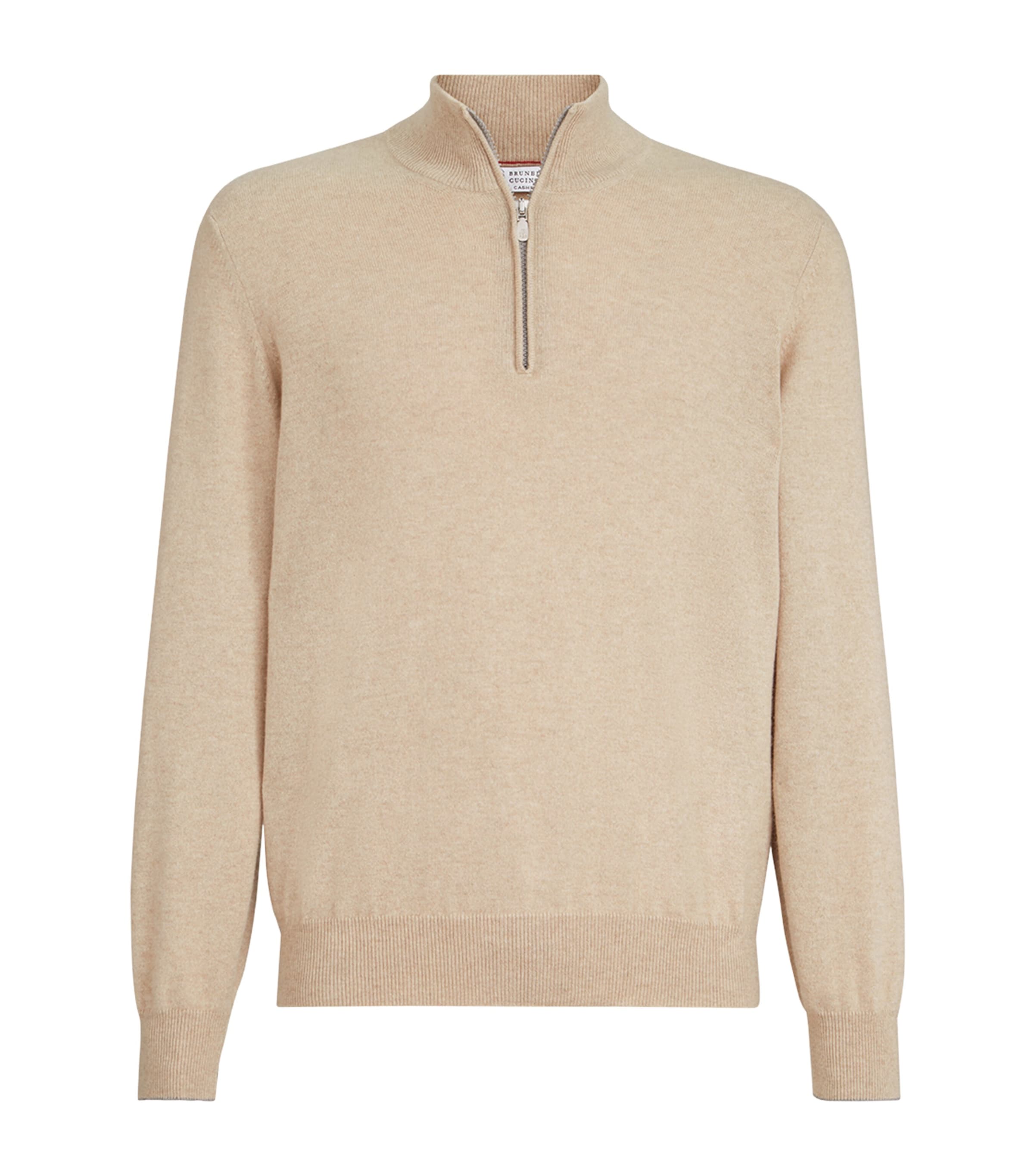 Brunello Cucinelli Mens Cashmere Quarter-Zip Sweater Image 1