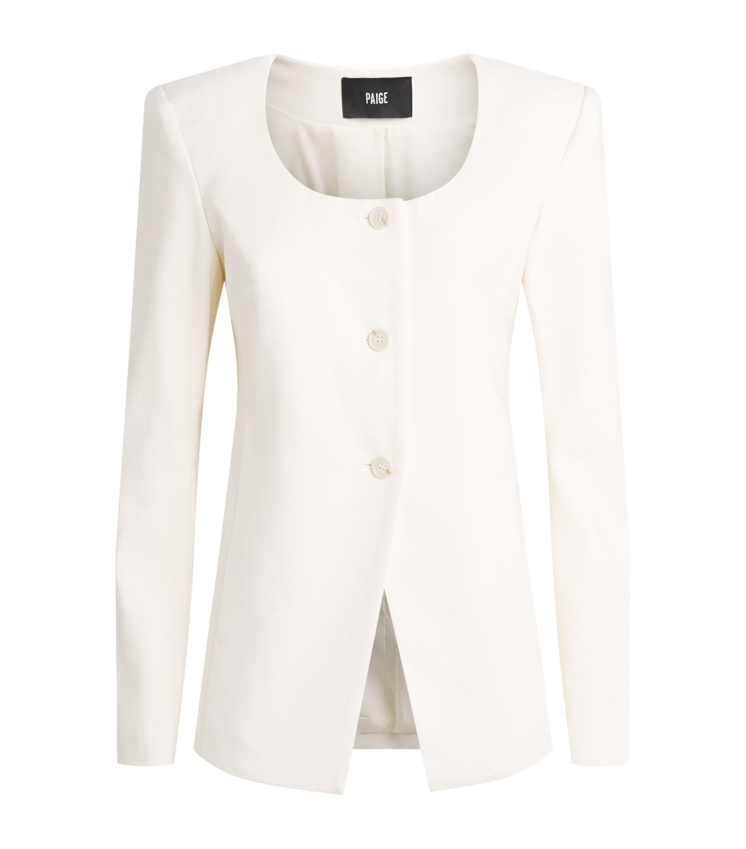 PAIGE Womens Scoop-Neck Edina Blazer Bone Image 1