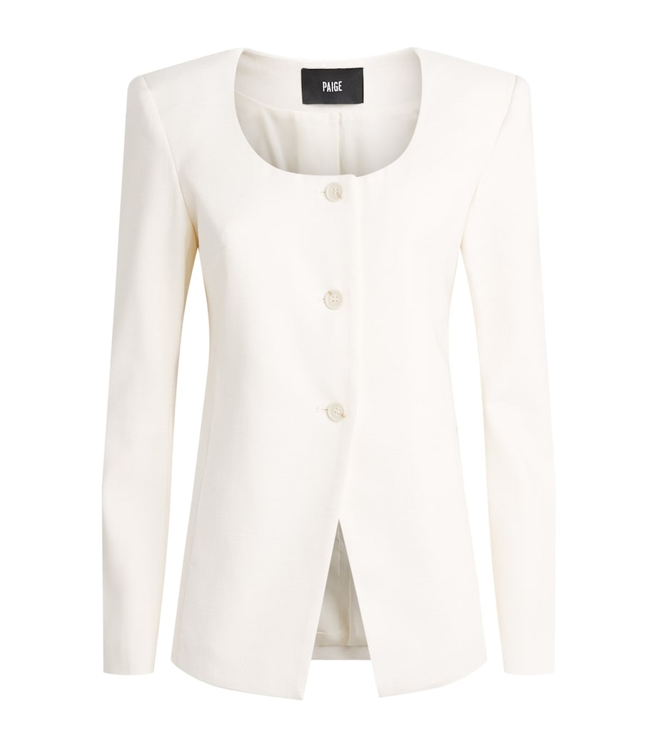 PAIGE Womens Scoop-Neck Edina Blazer Bone Image 1