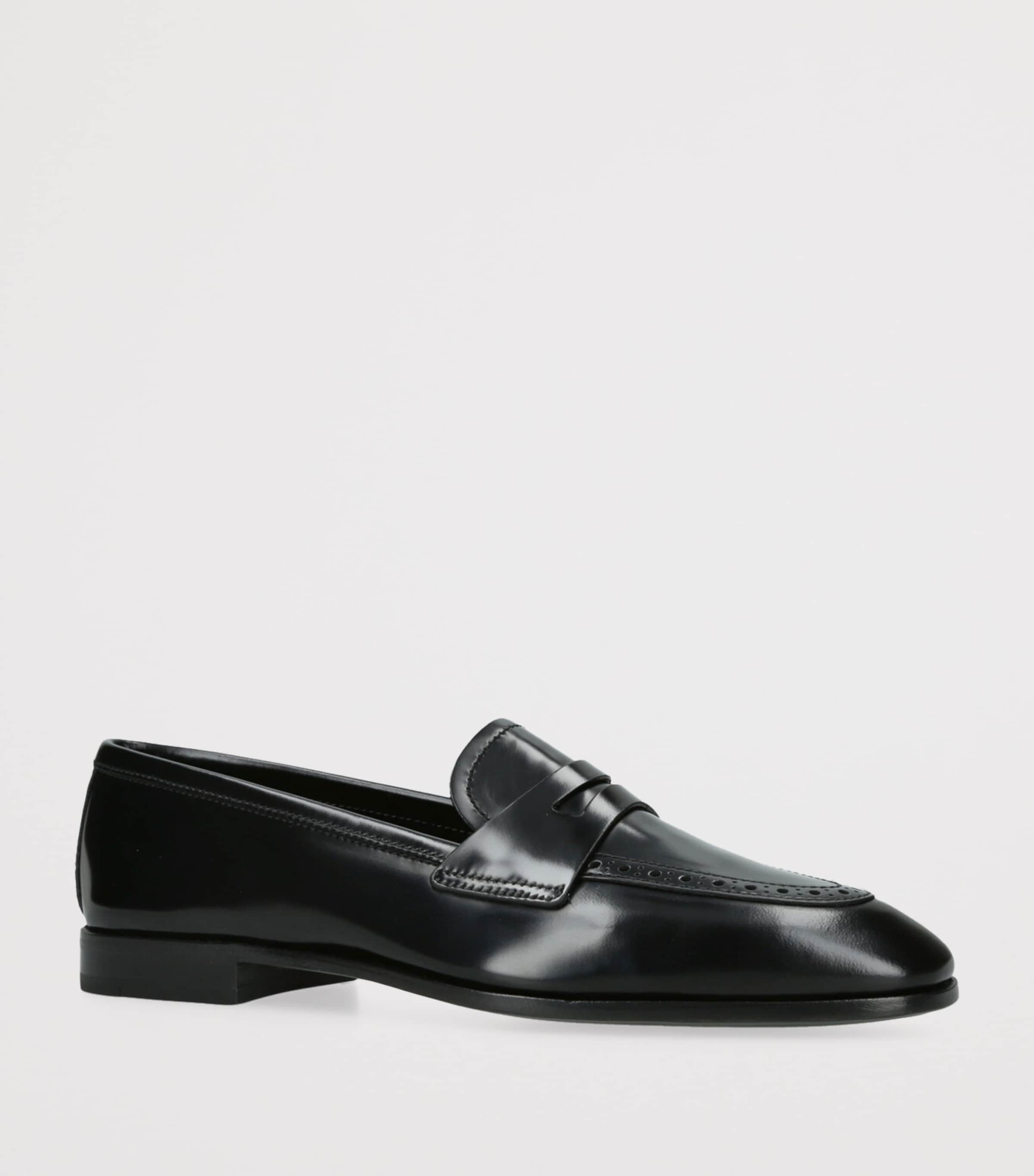 Polished Fumé Leather Onyx Loafers BLACK Image 3