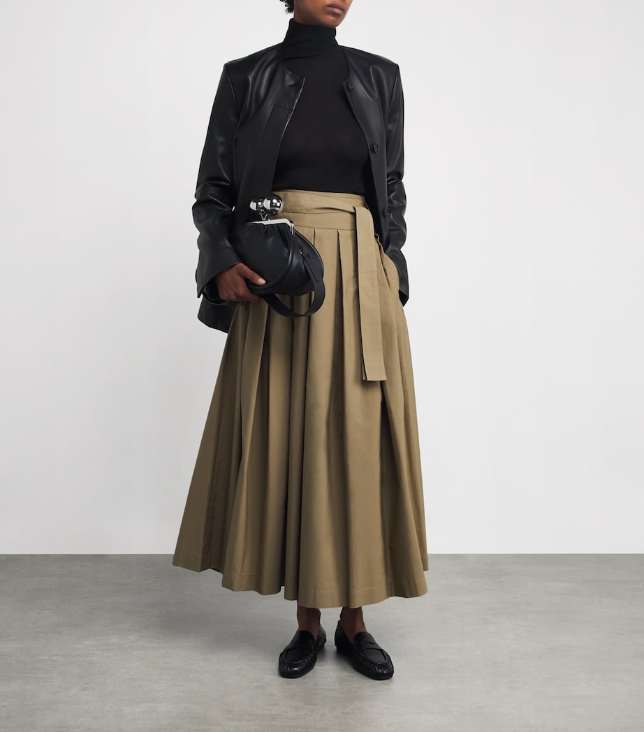 Cotton Pleated Maxi Skirt DESERT Image 2