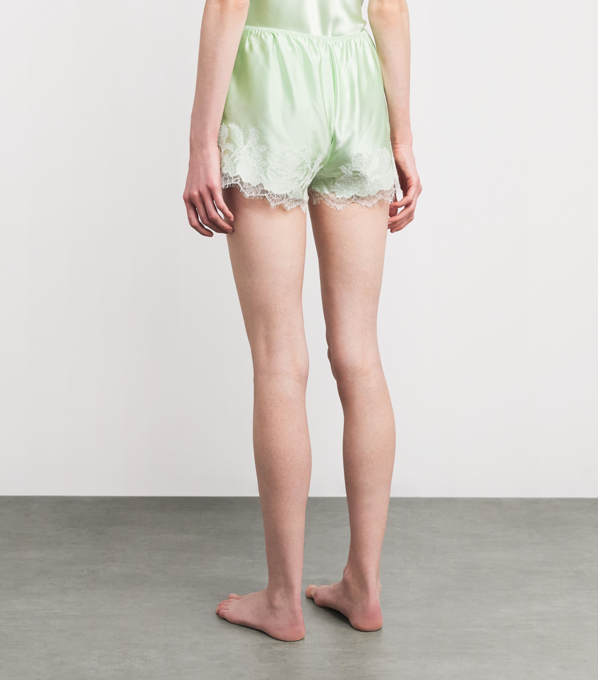 Silk Lace Pyjama Shorts PEPPERMINT/WHITE Image 4