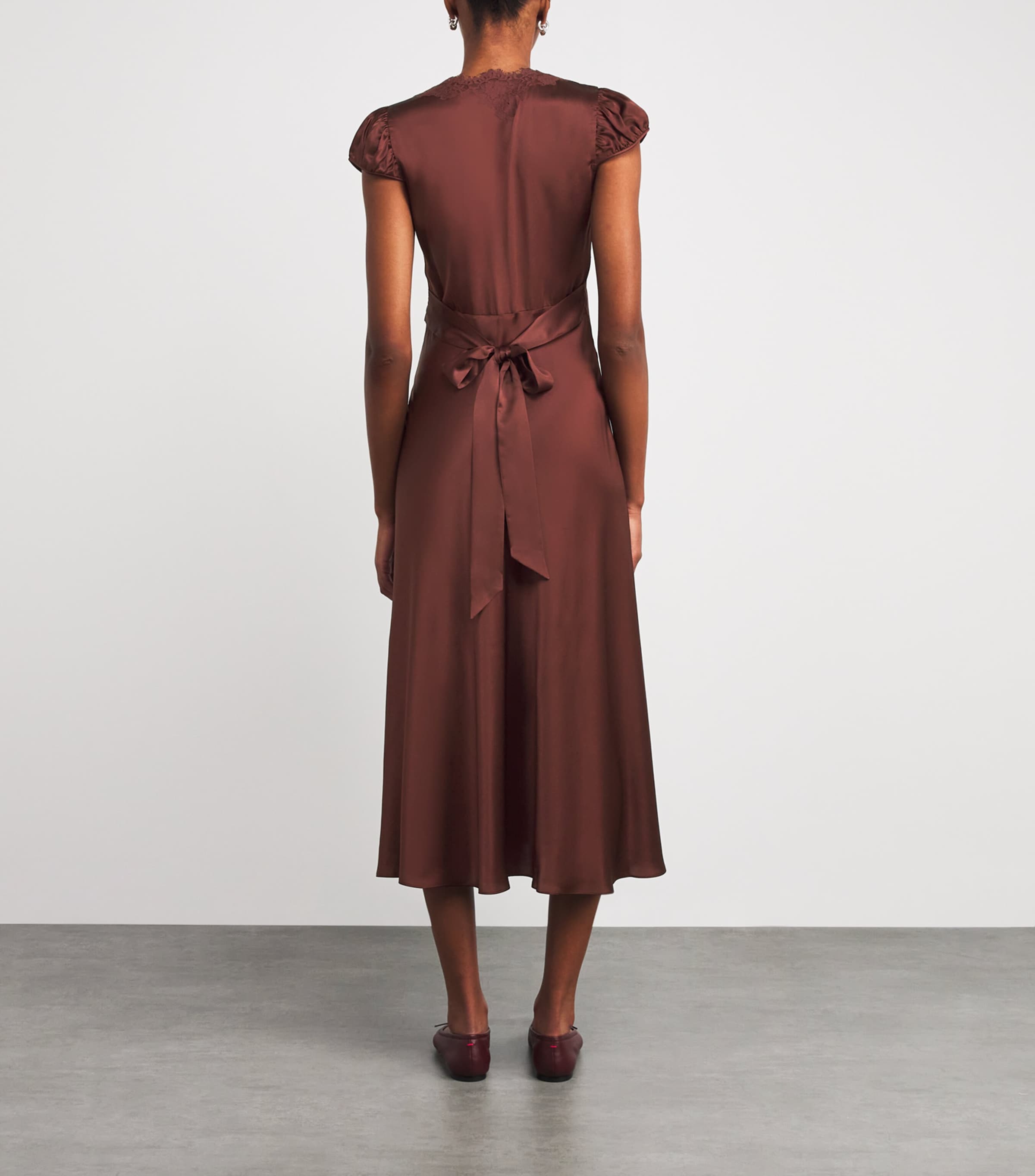 Silk-Lace Coraline Midi Dress CAFÉ BRUN Image 3