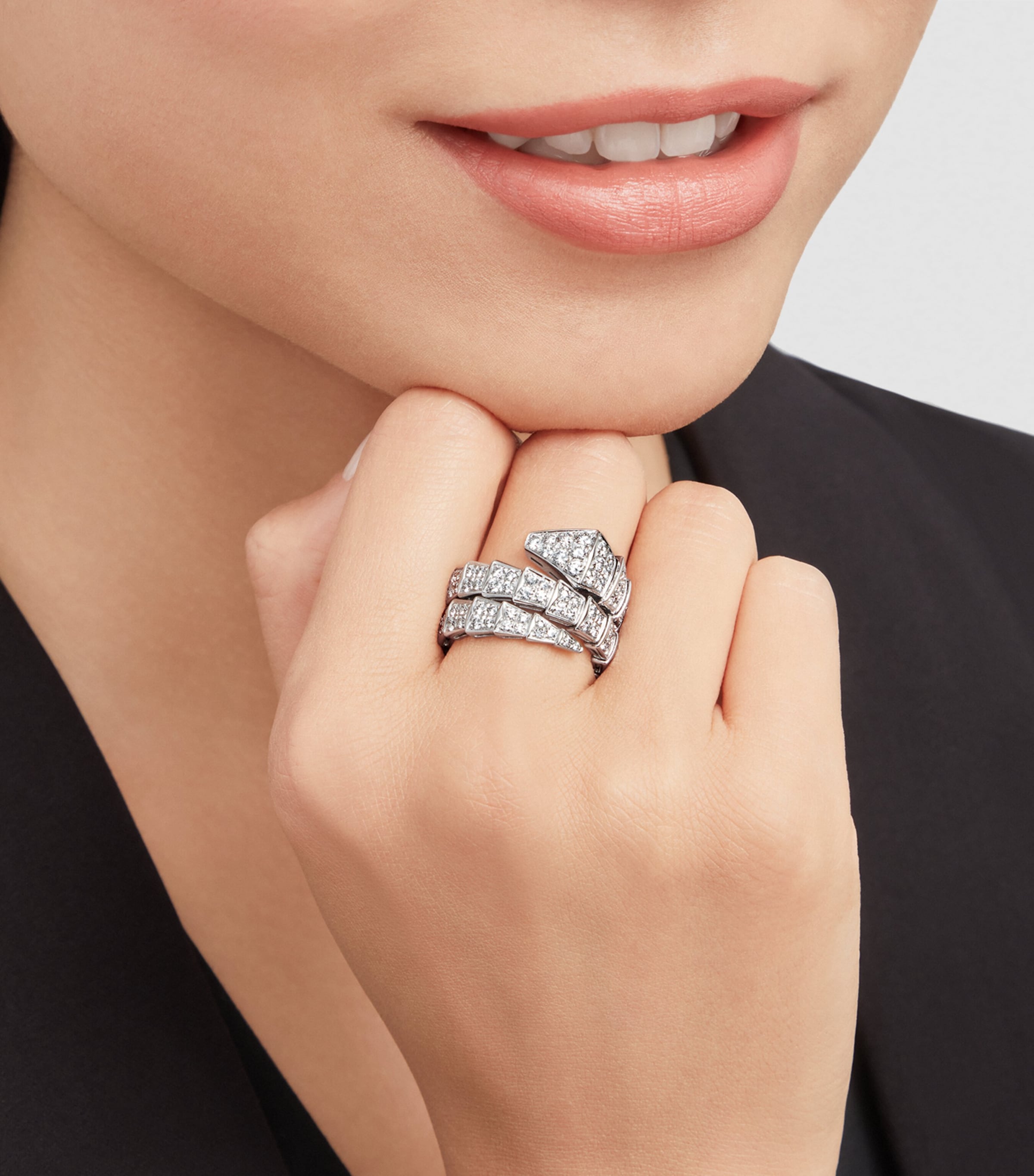 White Gold and Diamond Serpenti Viper Ring WHITE GOLD Image 4