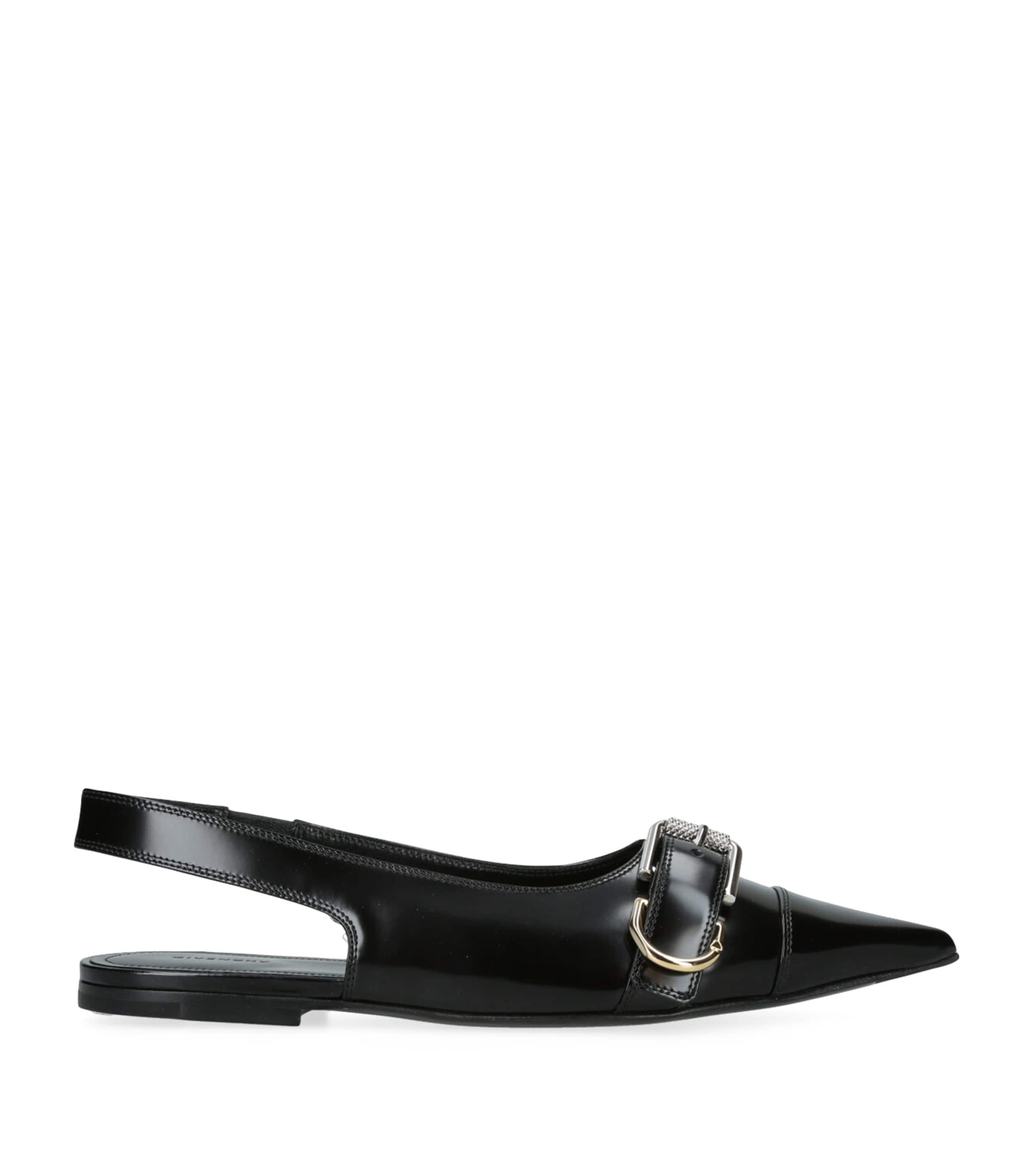 Shop Givenchy Leather Voyou Slingback Flats In Black